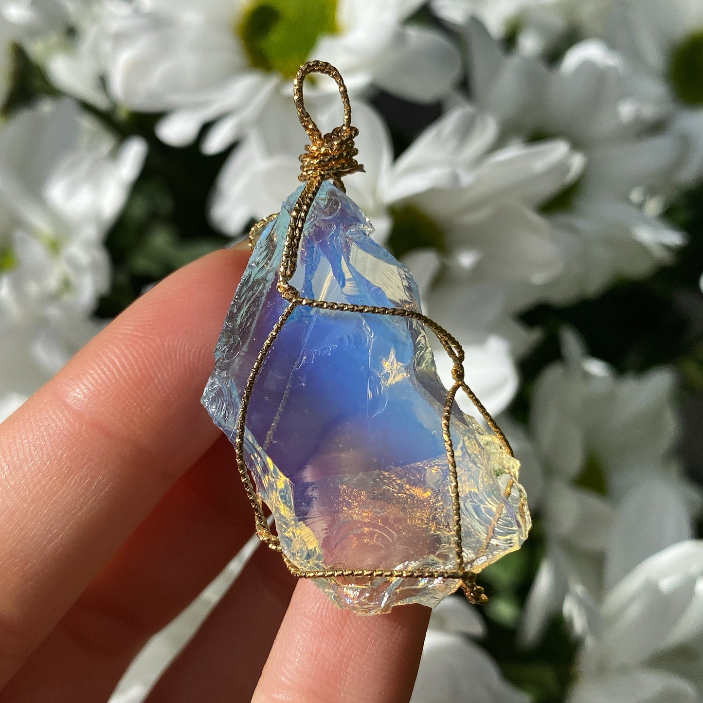 Opalite Wire Wrapped Crystal Pendant