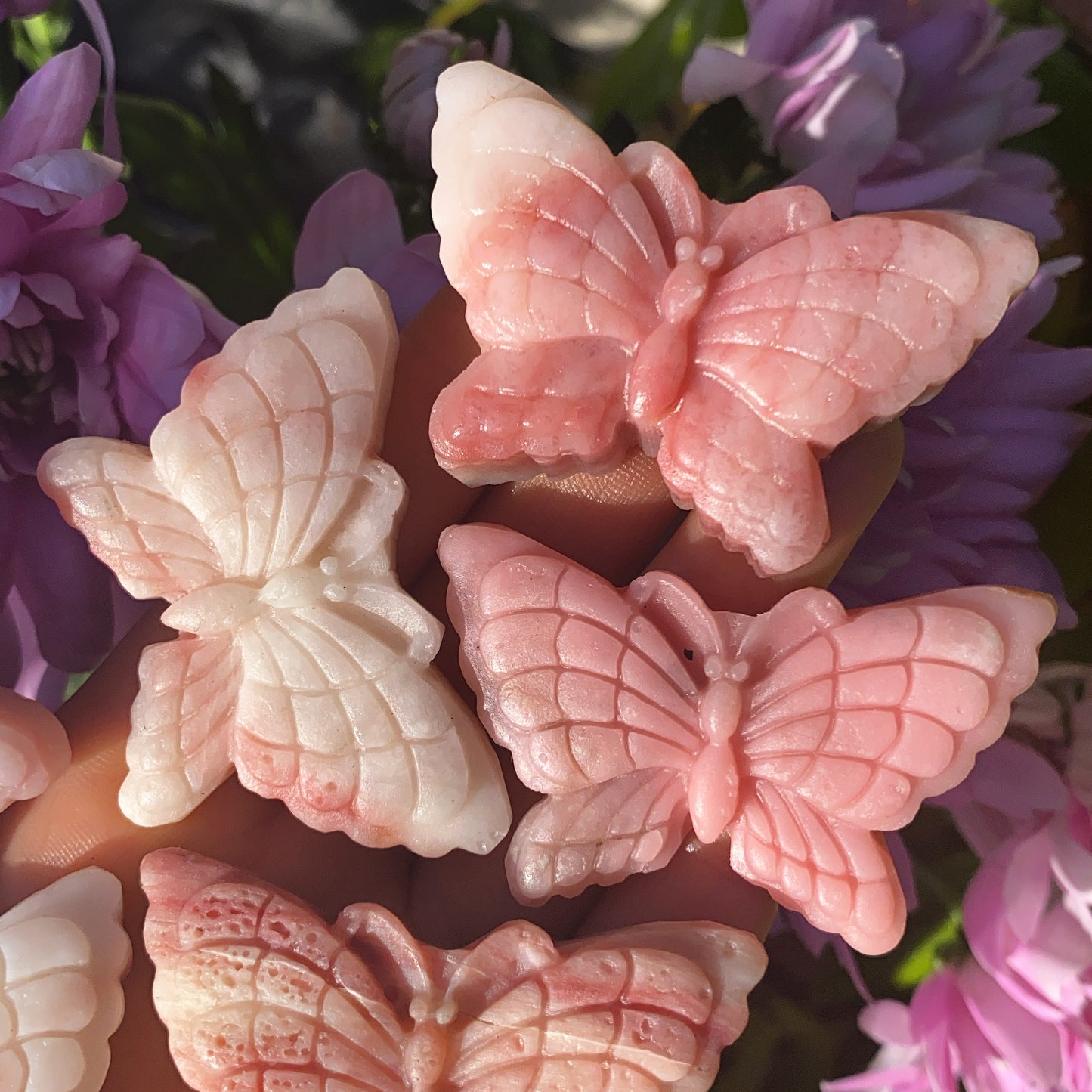 Hand Carved Pink Opal Butterfly