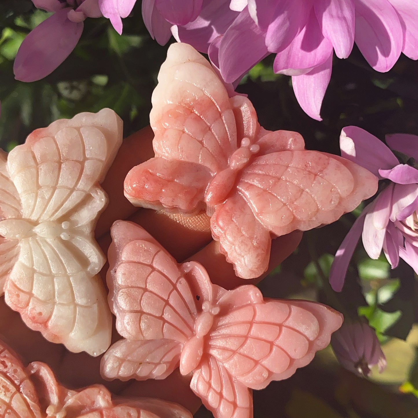 Hand Carved Pink Opal Butterfly