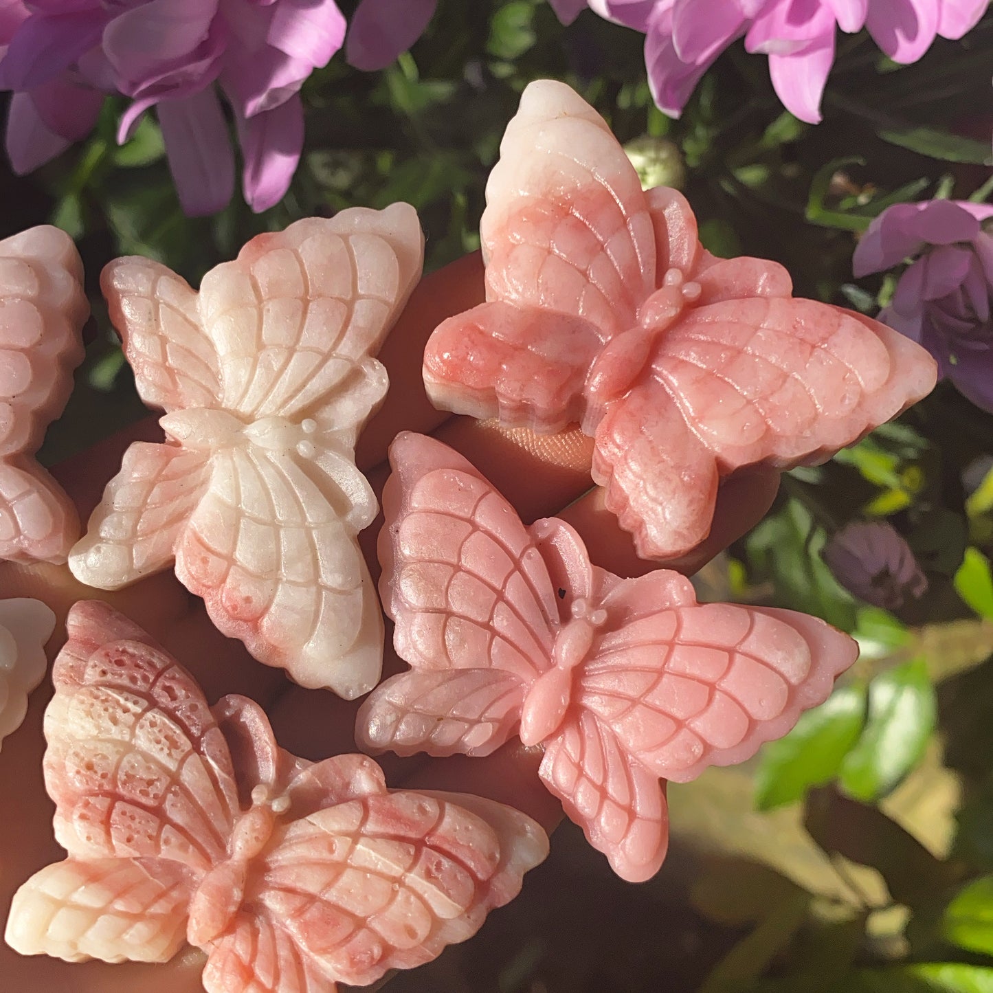 Hand Carved Pink Opal Butterfly