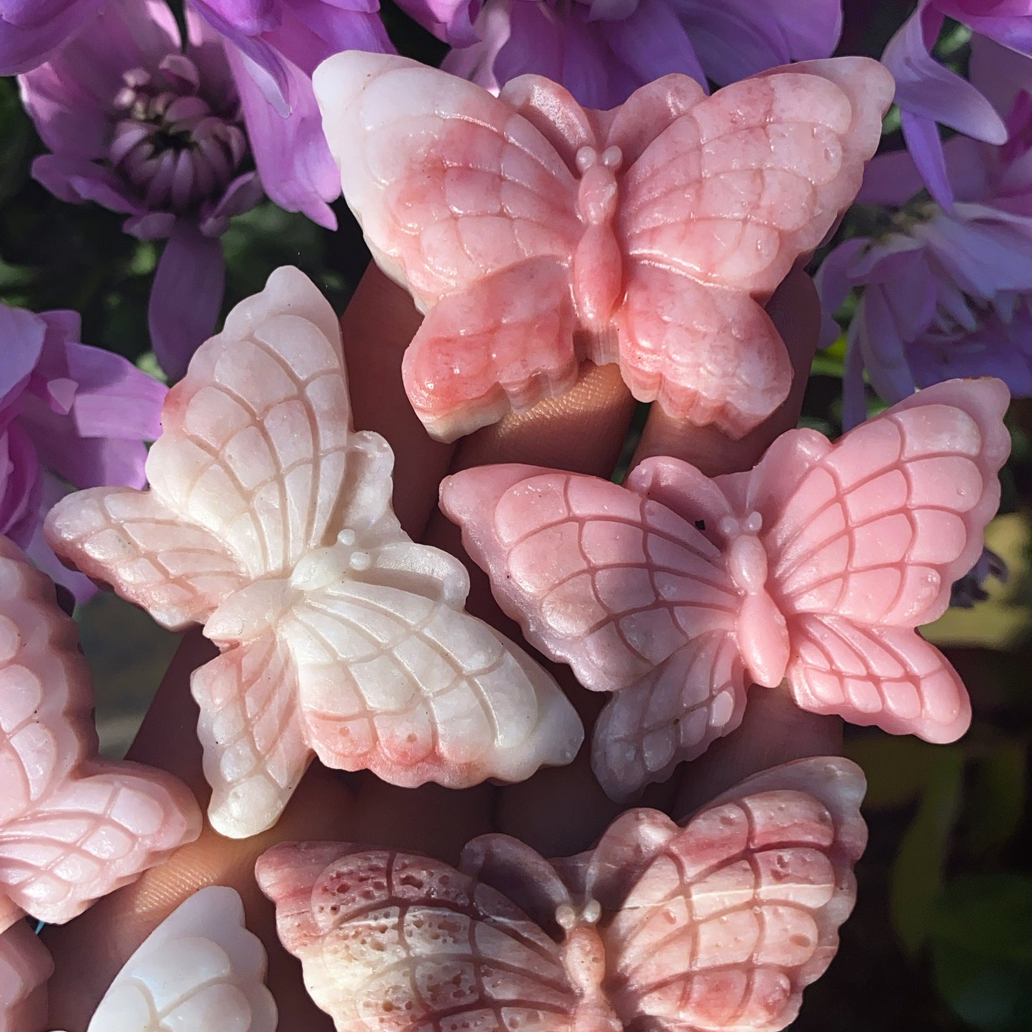 Hand Carved Pink Opal Butterfly