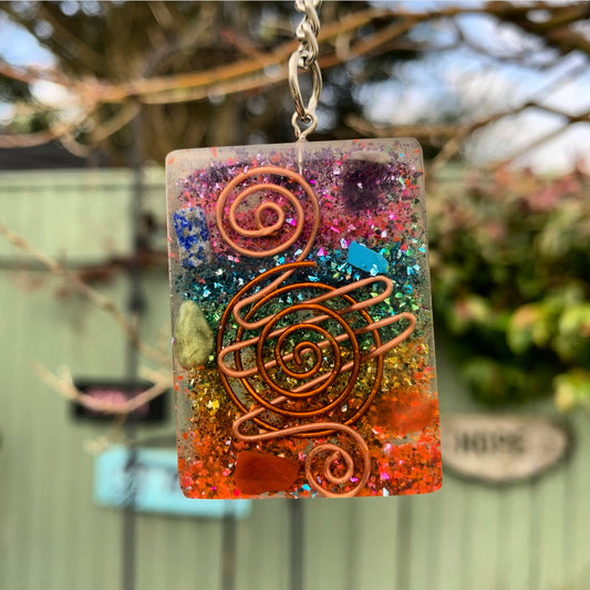Orgonite Power Keyring - Home Protect Copper and Chakra