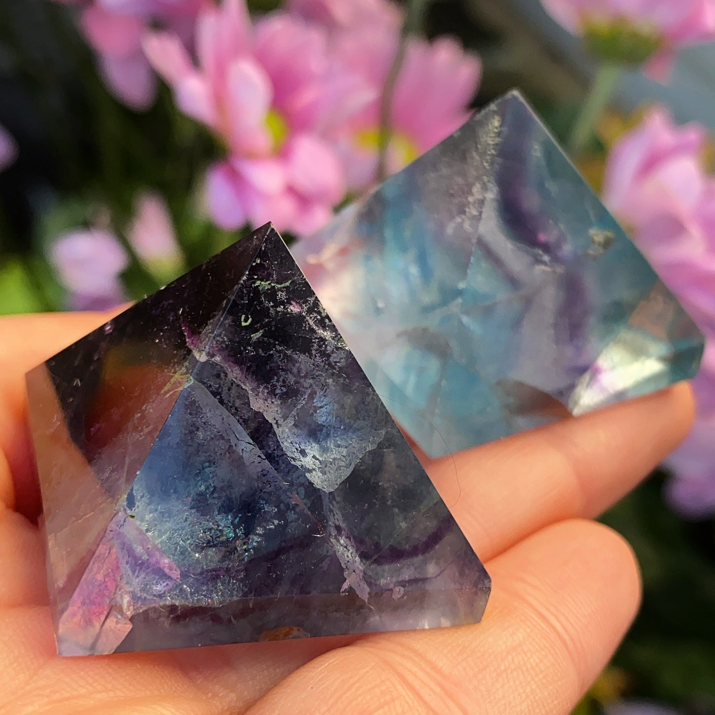 Rainbow Fluorite Crystal Pyramid