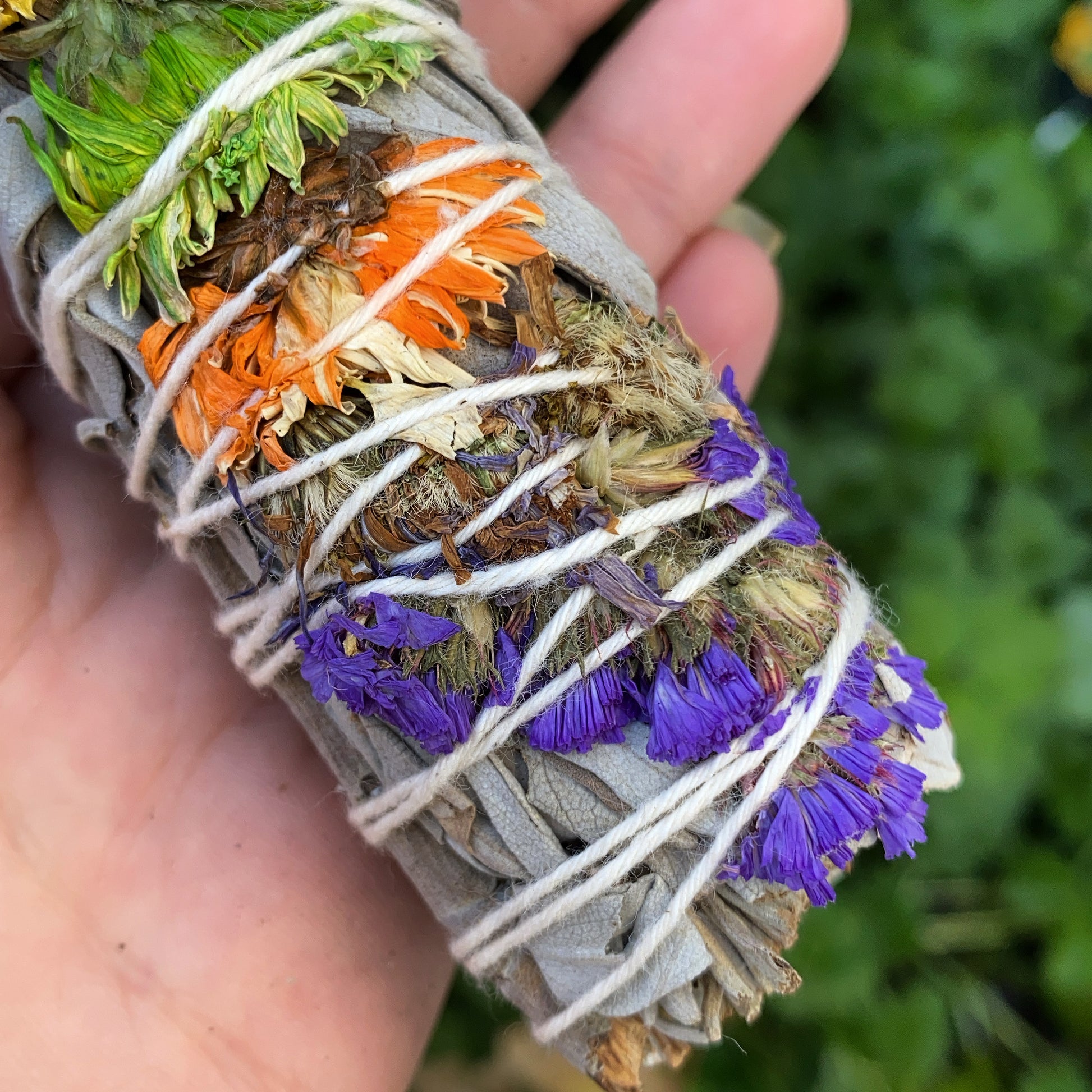 white sage flower smudge stick