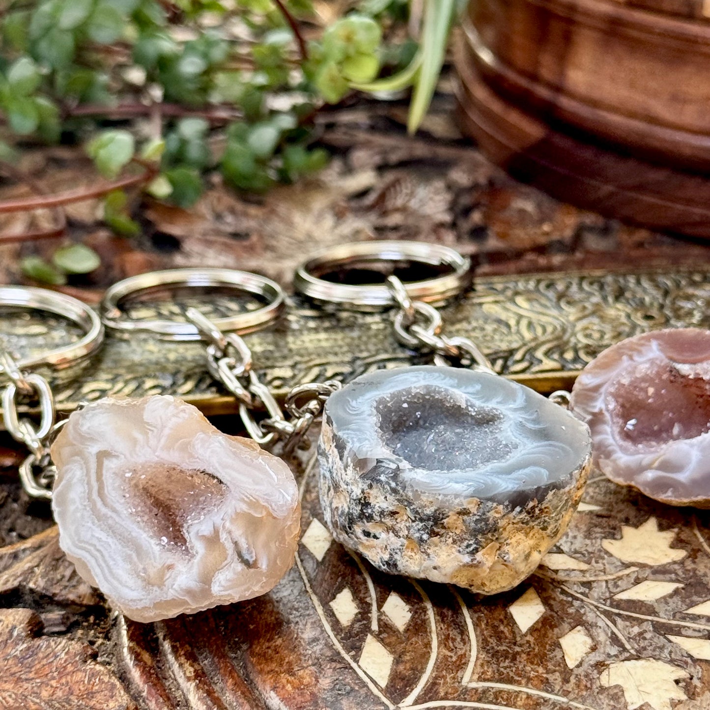 Crystal Agate Druzy Keyring