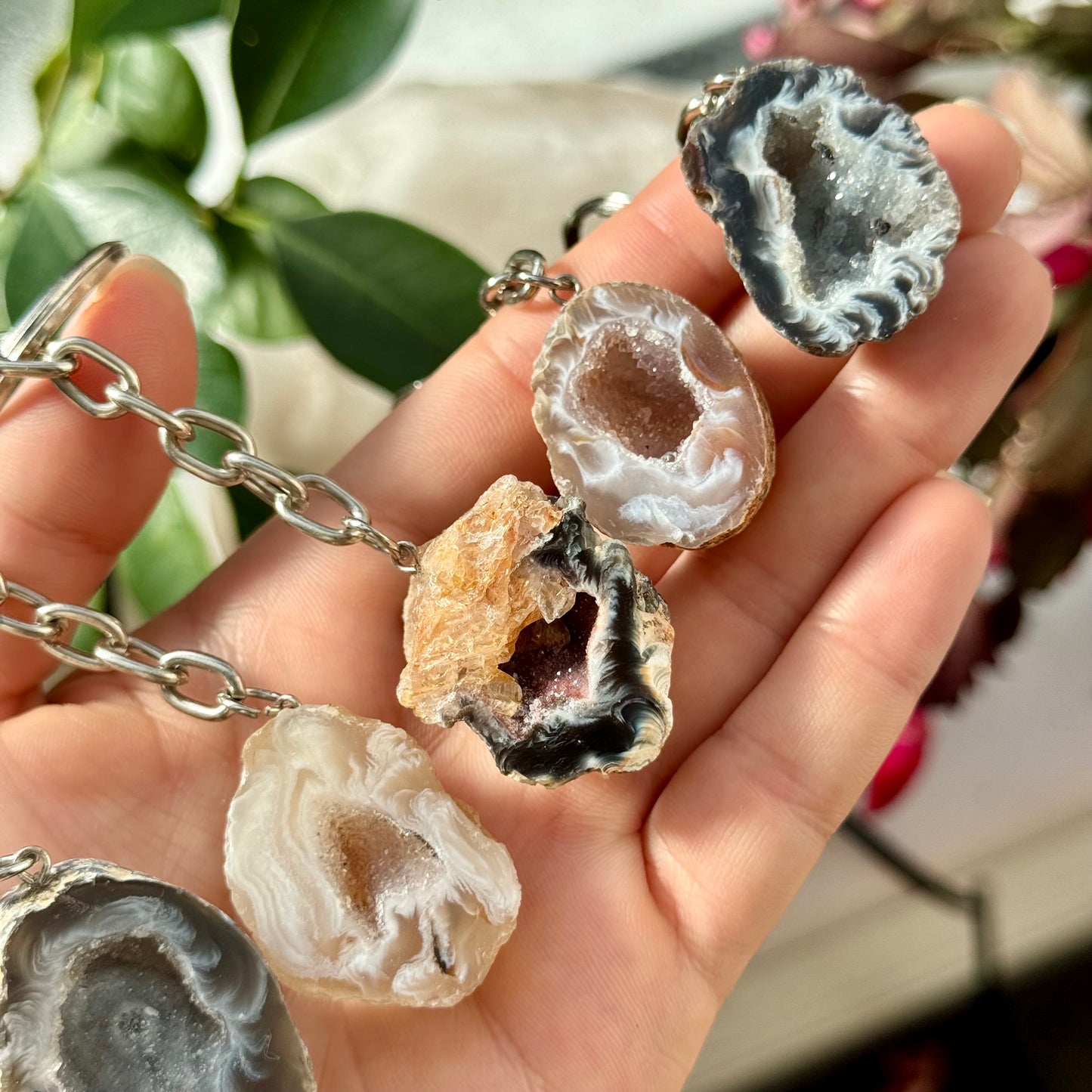 Crystal Agate Druzy Keyring