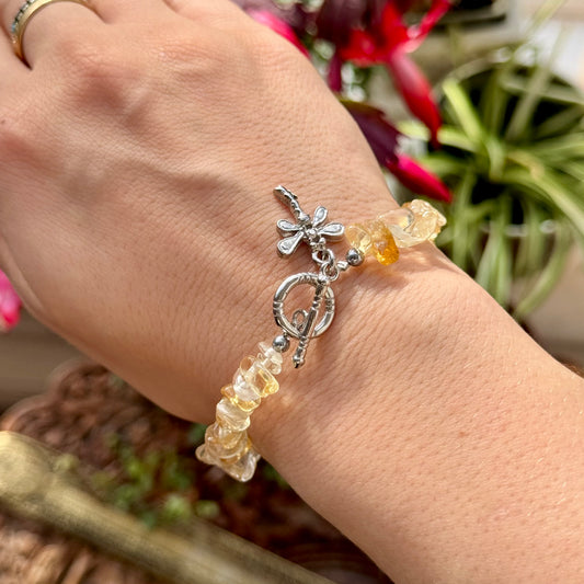 Citrine Bracelet with Dragonfly Charm