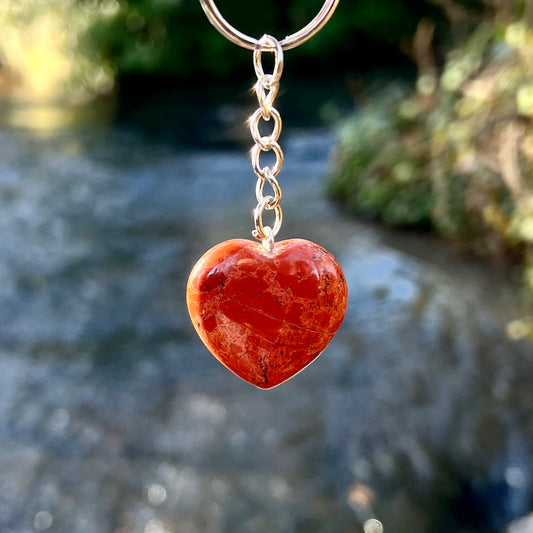 Red Jasper Heart Keyring