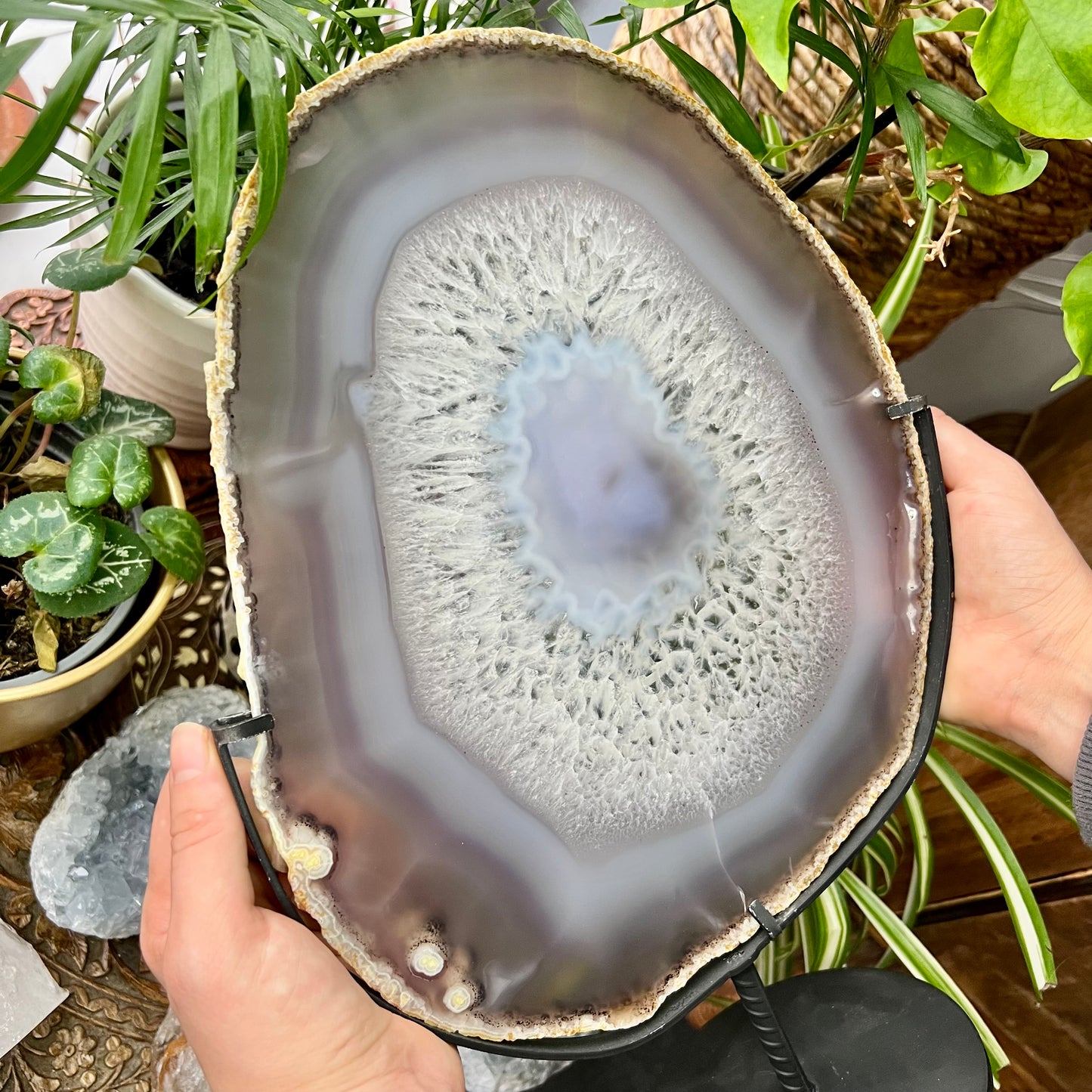 Premium Agate Crystal Slice on Stand 1.2kg