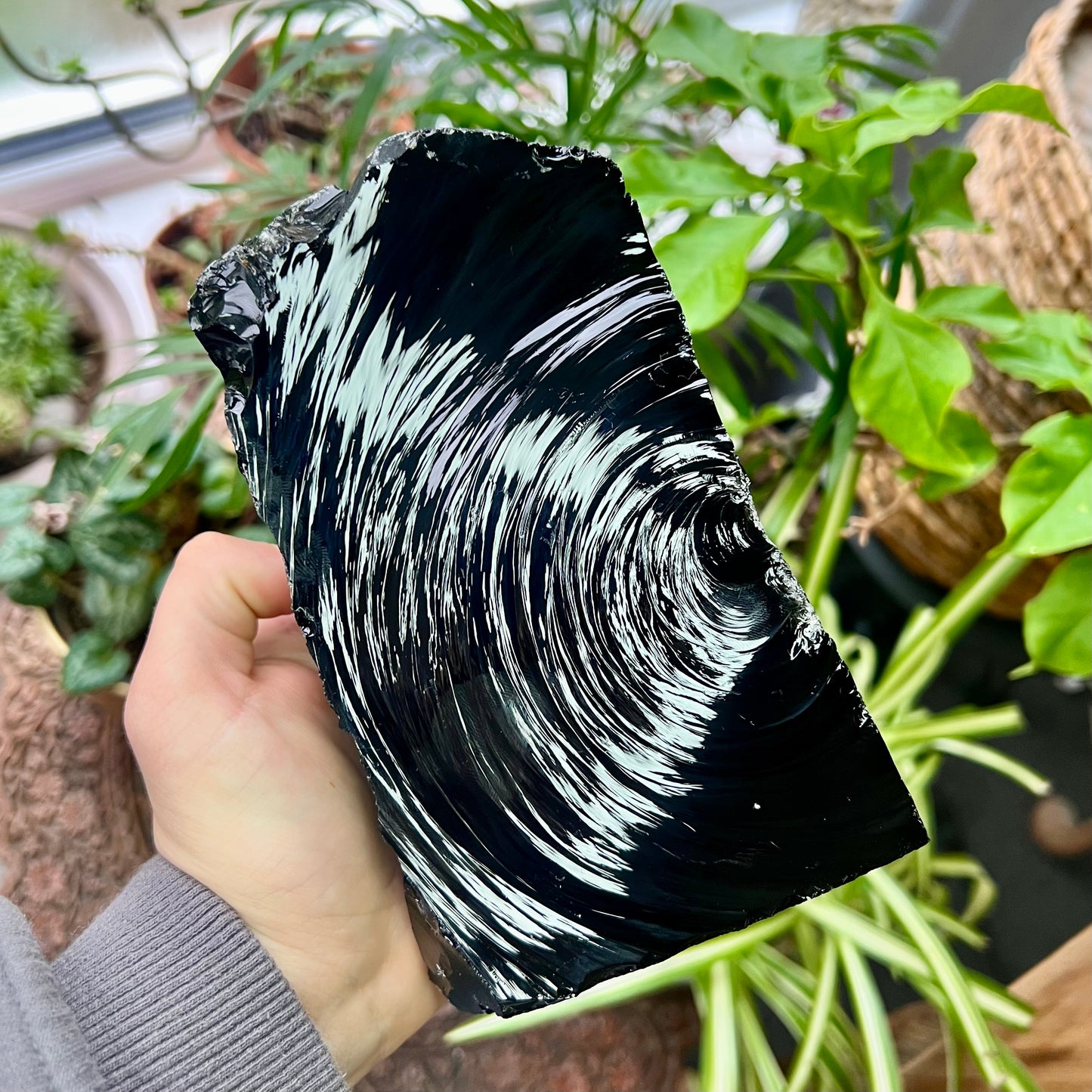 Obsidian Crystal Freeform Slab 1.3kg