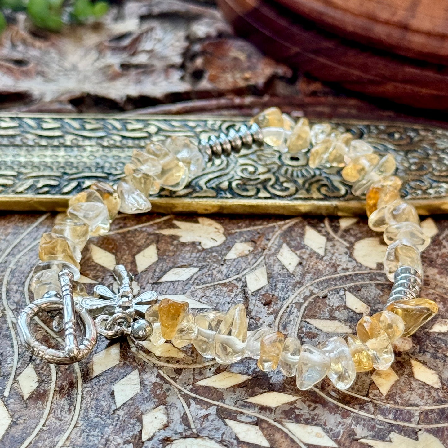 Citrine Bracelet with Dragonfly Charm