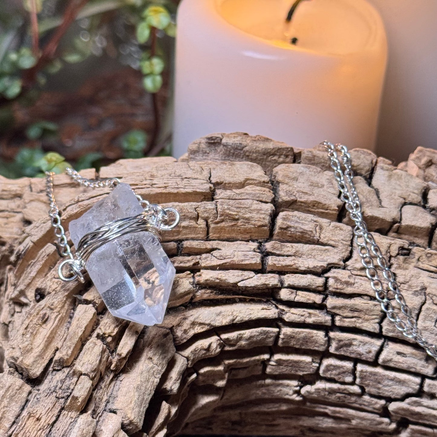 Clear Quartz Crystal Wire Wrapped Pendant