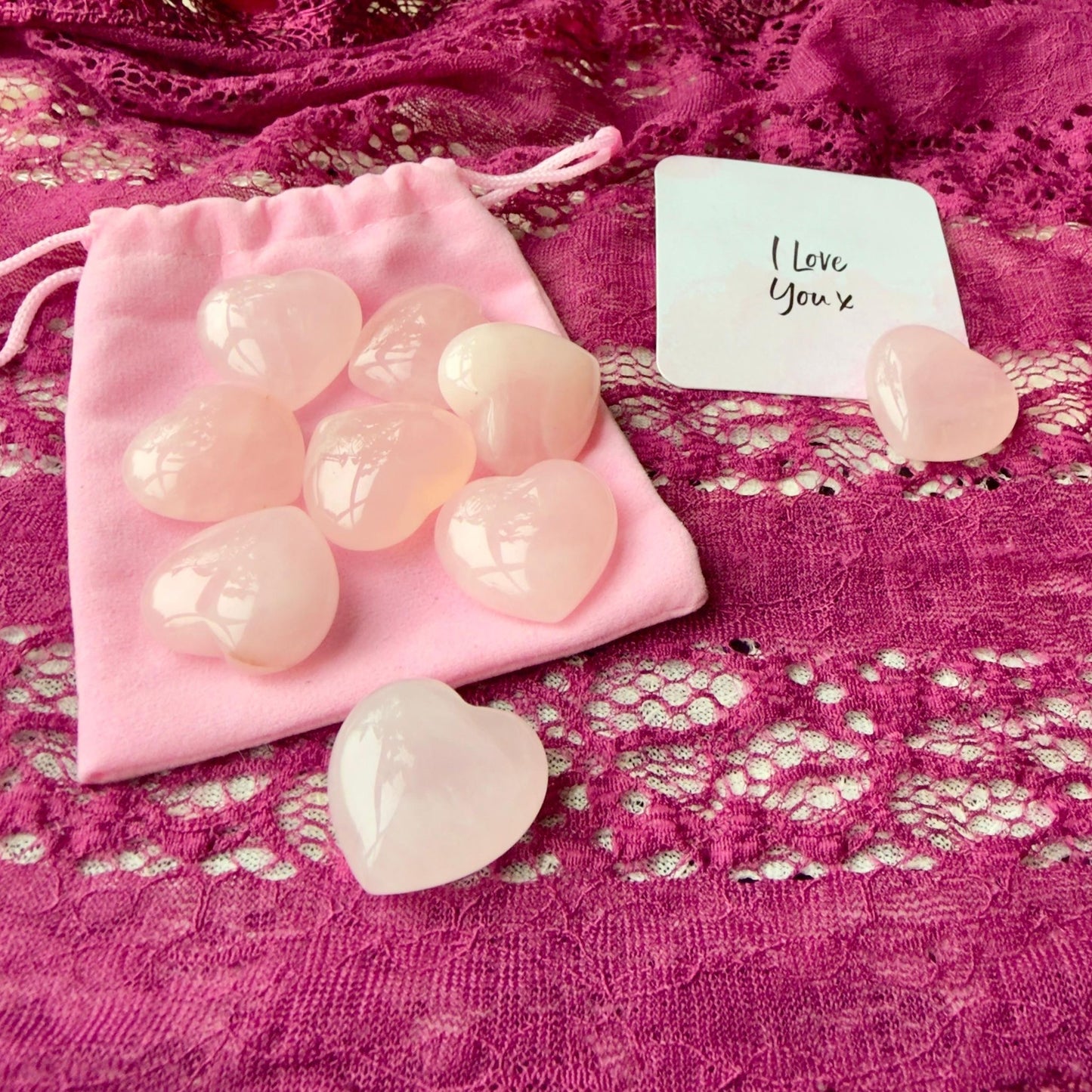 I Love You Rose Quartz Crystal Heart