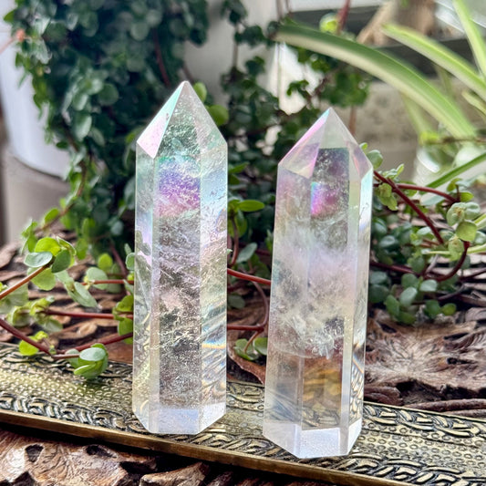 Clear Quartz Aura Crystal Point