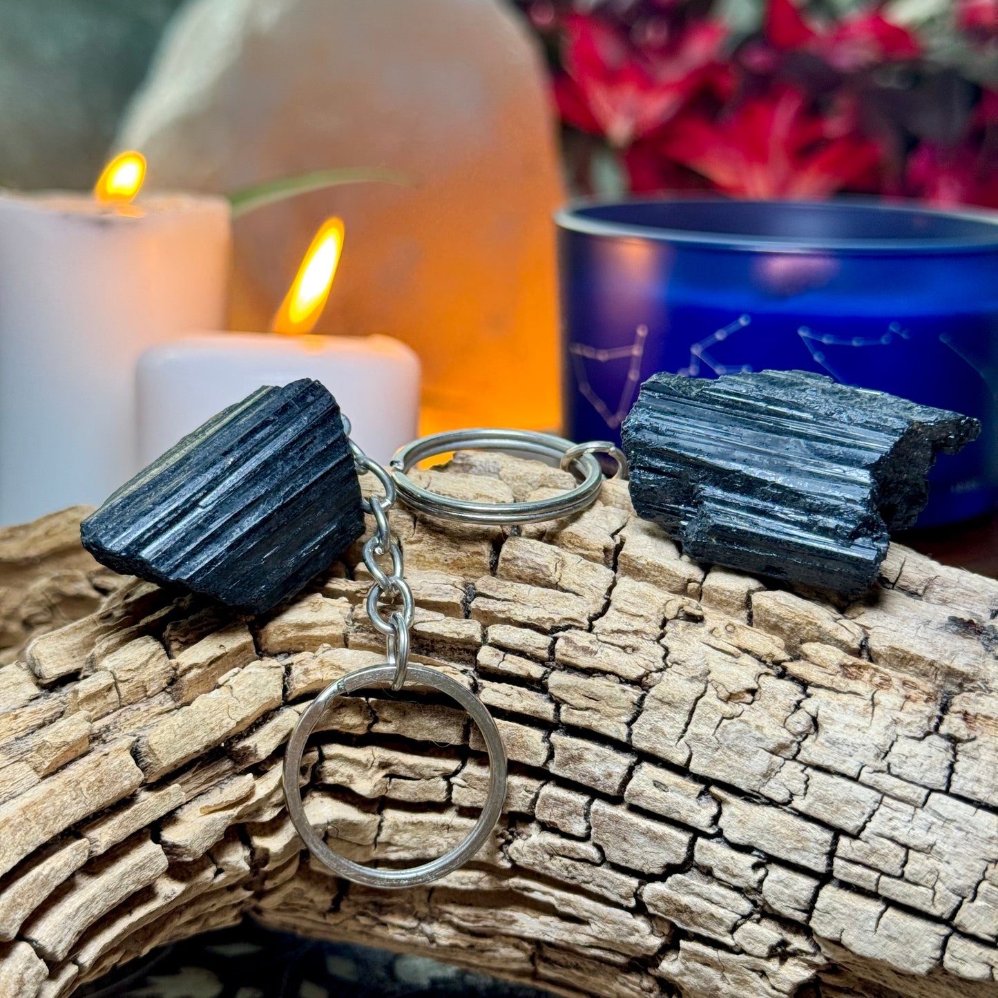 Black Tourmaline Crystal Keyring