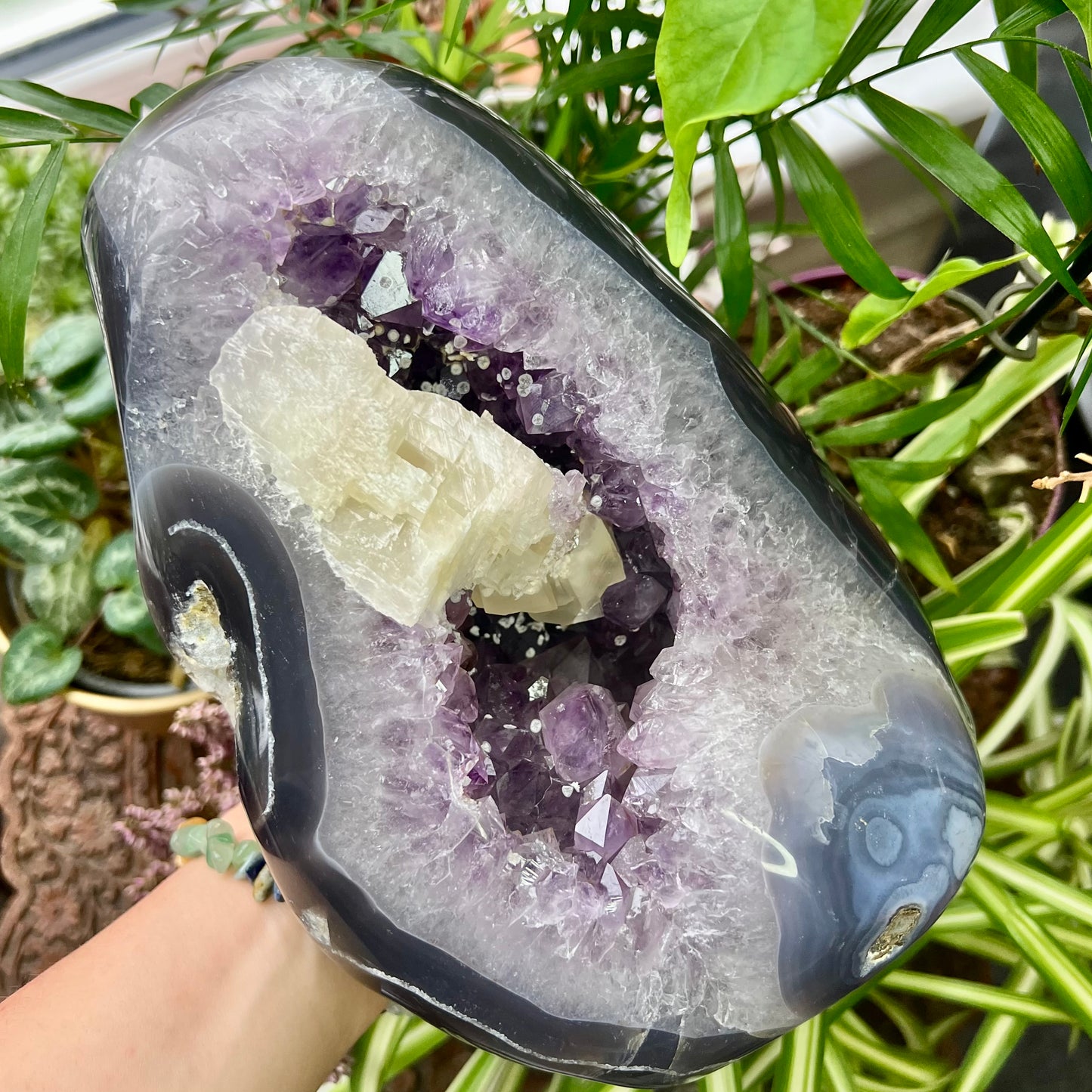 Rare Agate Amethyst Calcite Geode 3.7KG