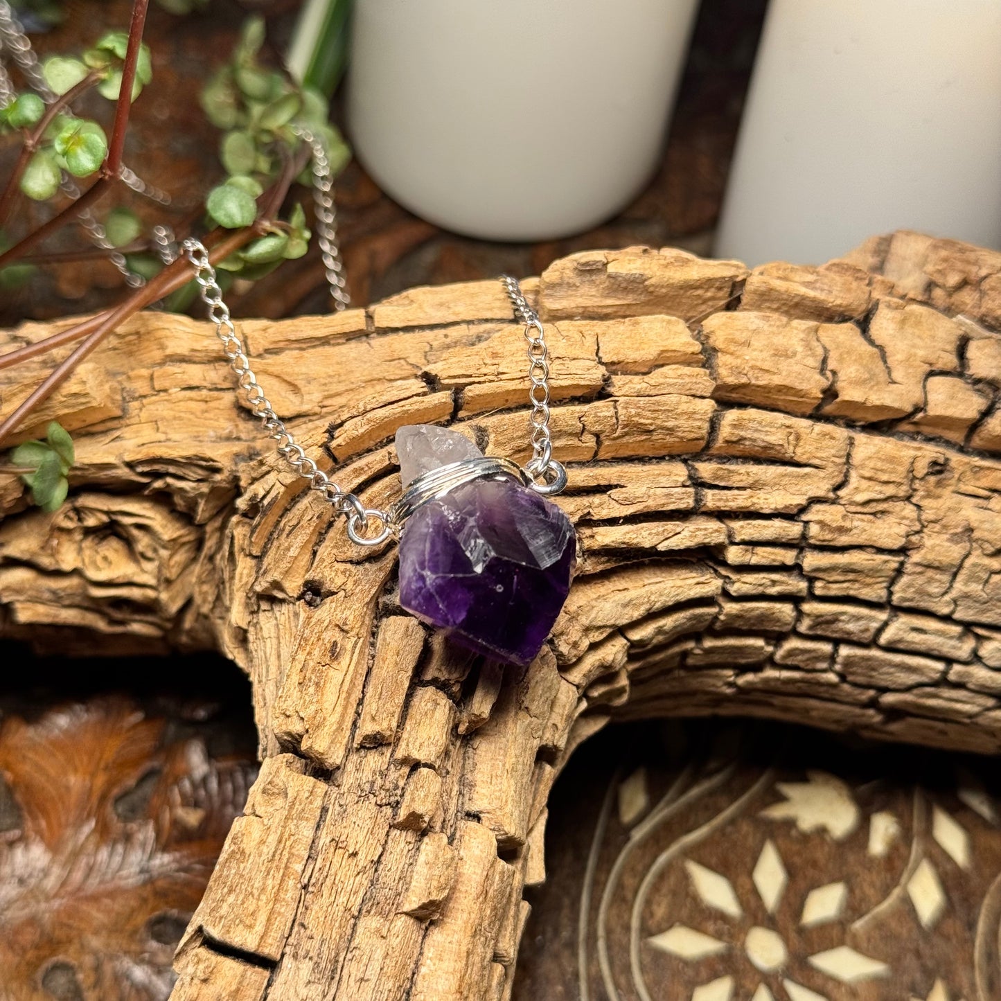 Amethyst Wire Wrapped Point Necklace