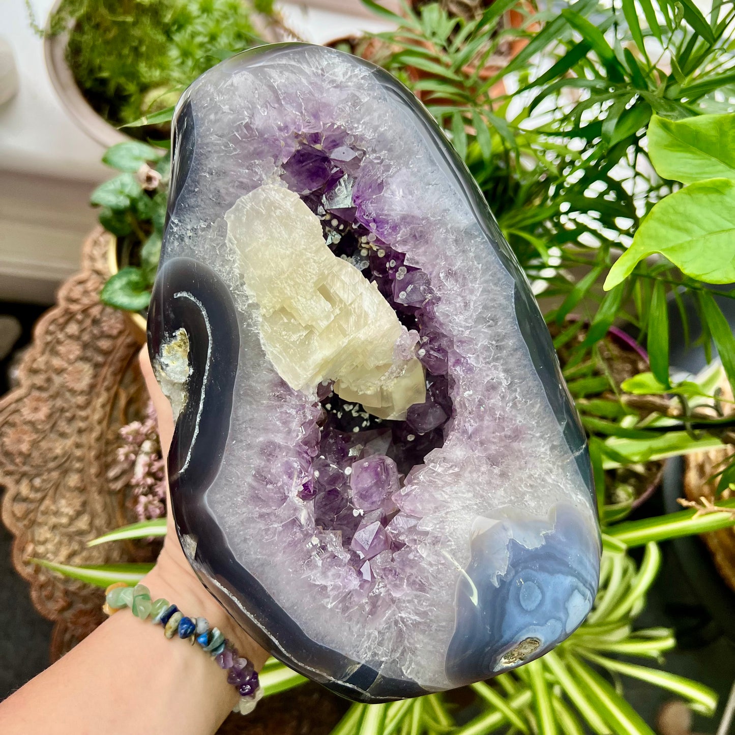 Rare Agate Amethyst Calcite Geode 3.7KG