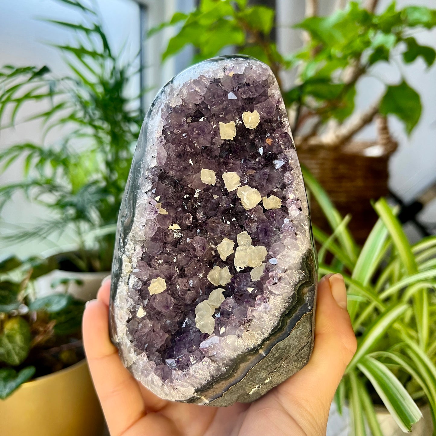 Uruguayan Amethyst Cluster with Calcite Cubes 660g