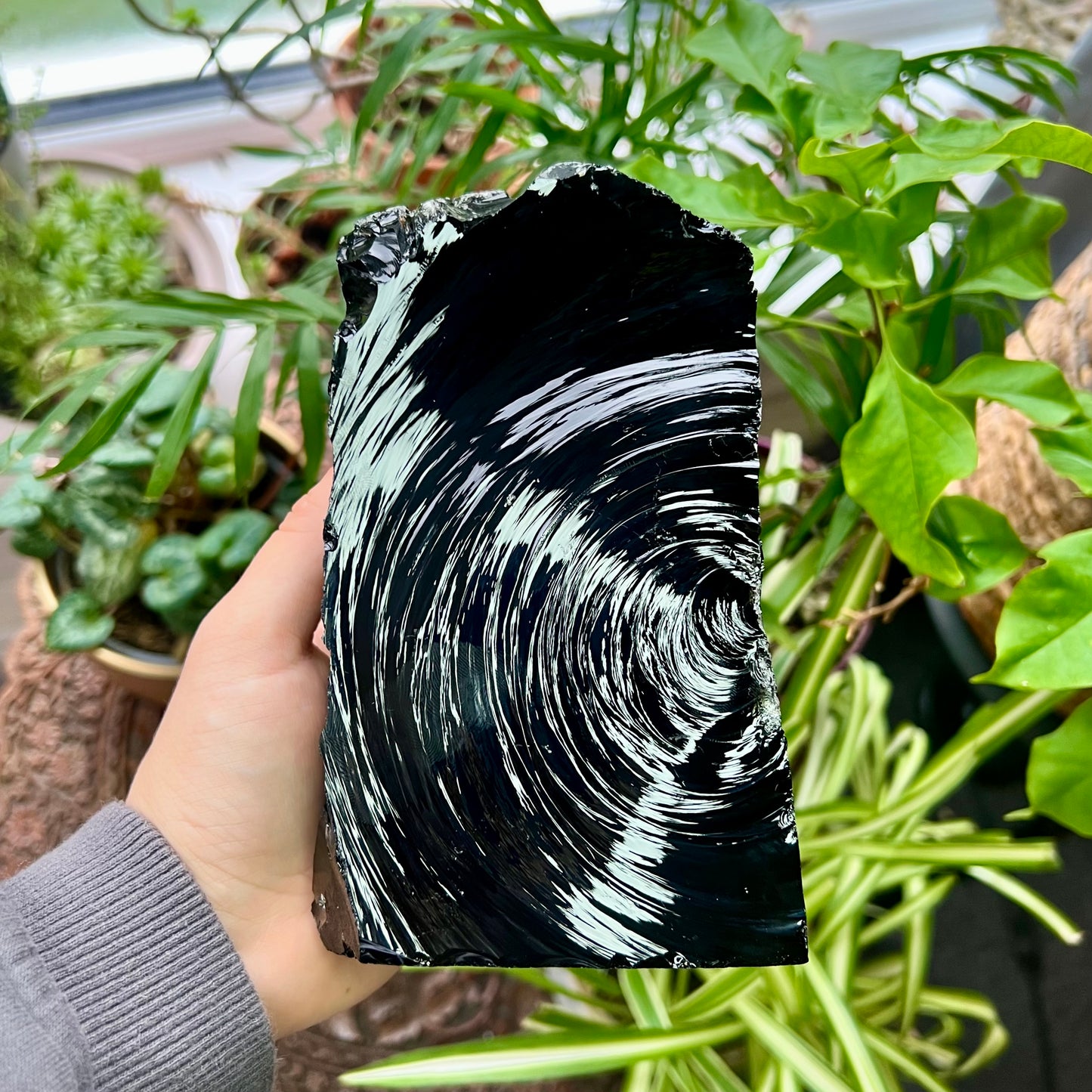 Obsidian Crystal Freeform Slab 1.3kg