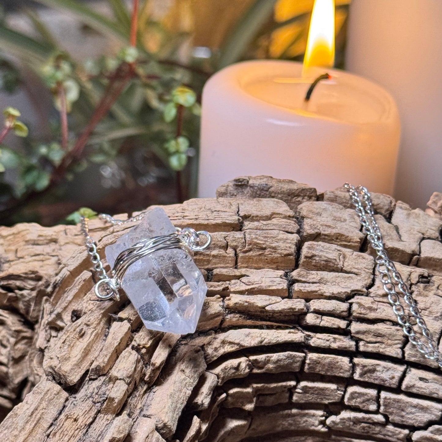 Clear Quartz Crystal Wire Wrapped Pendant