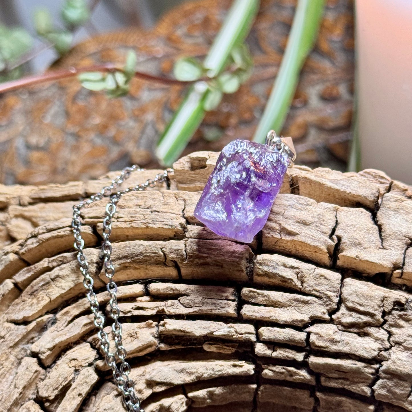 Amethyst Raw Crystal Necklace