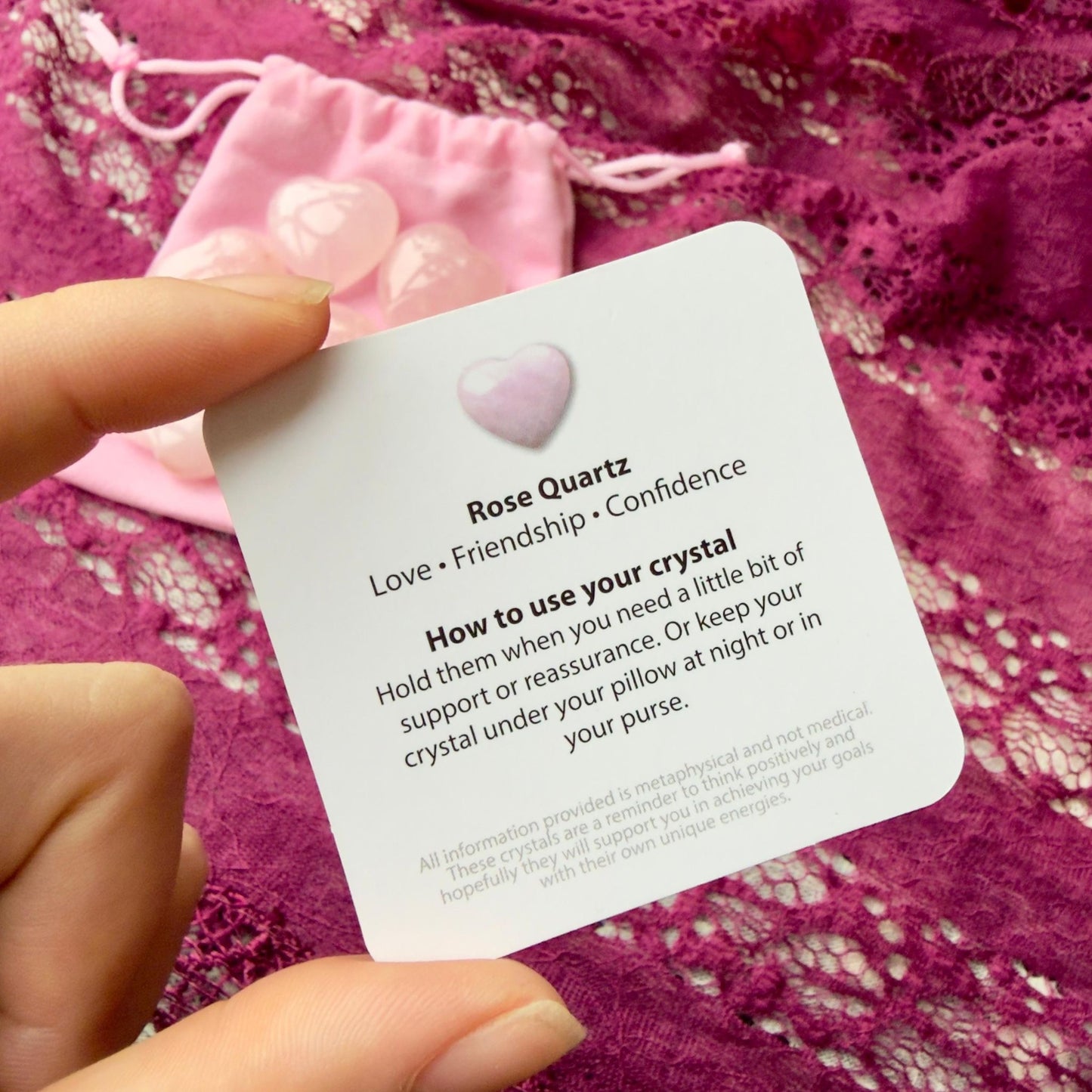 I Love You Rose Quartz Crystal Heart