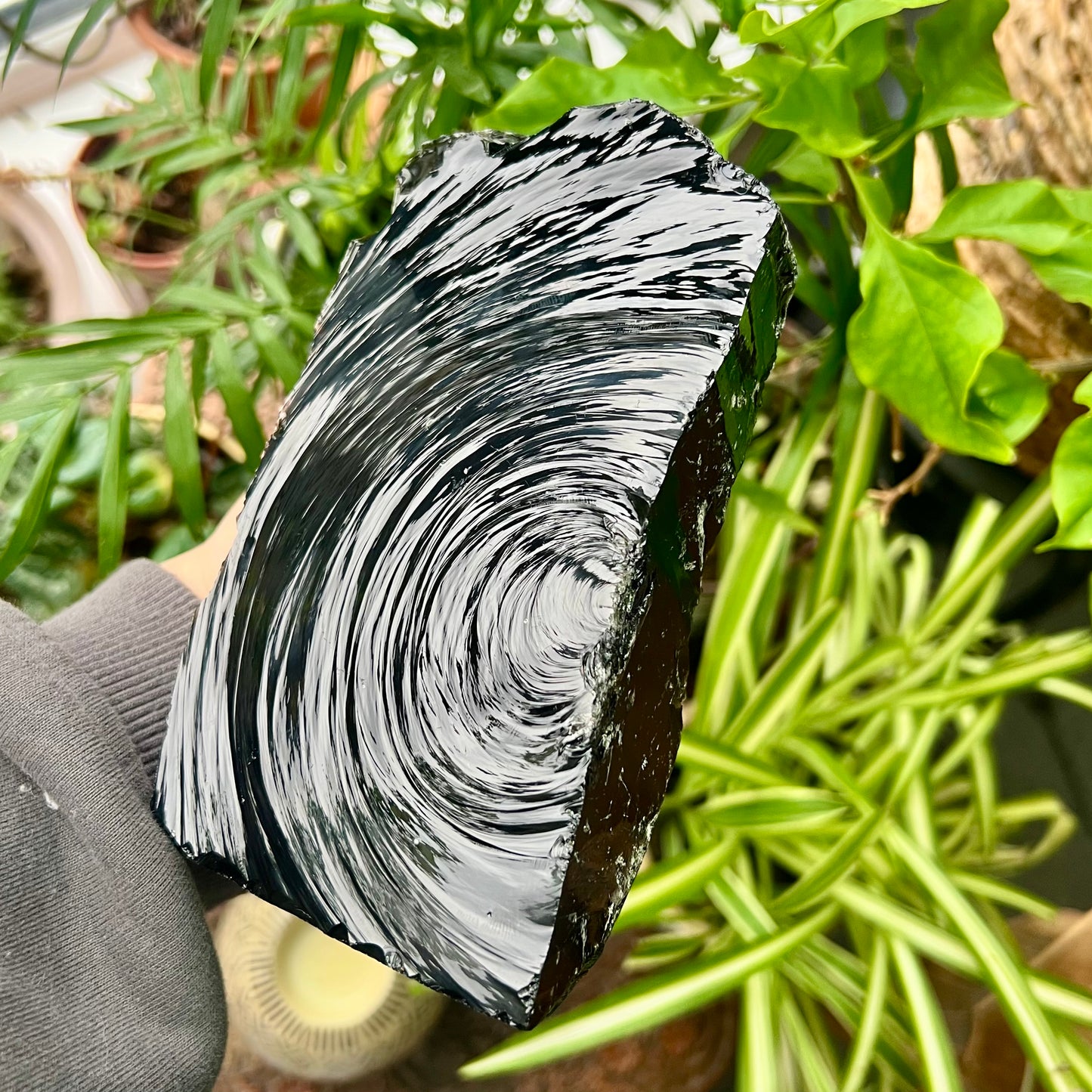 Obsidian Crystal Freeform Slab 1.3kg