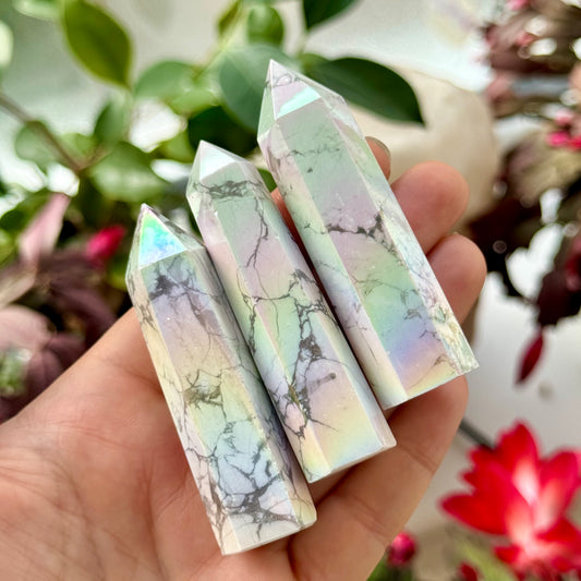 Howlite Aura Crystal Point
