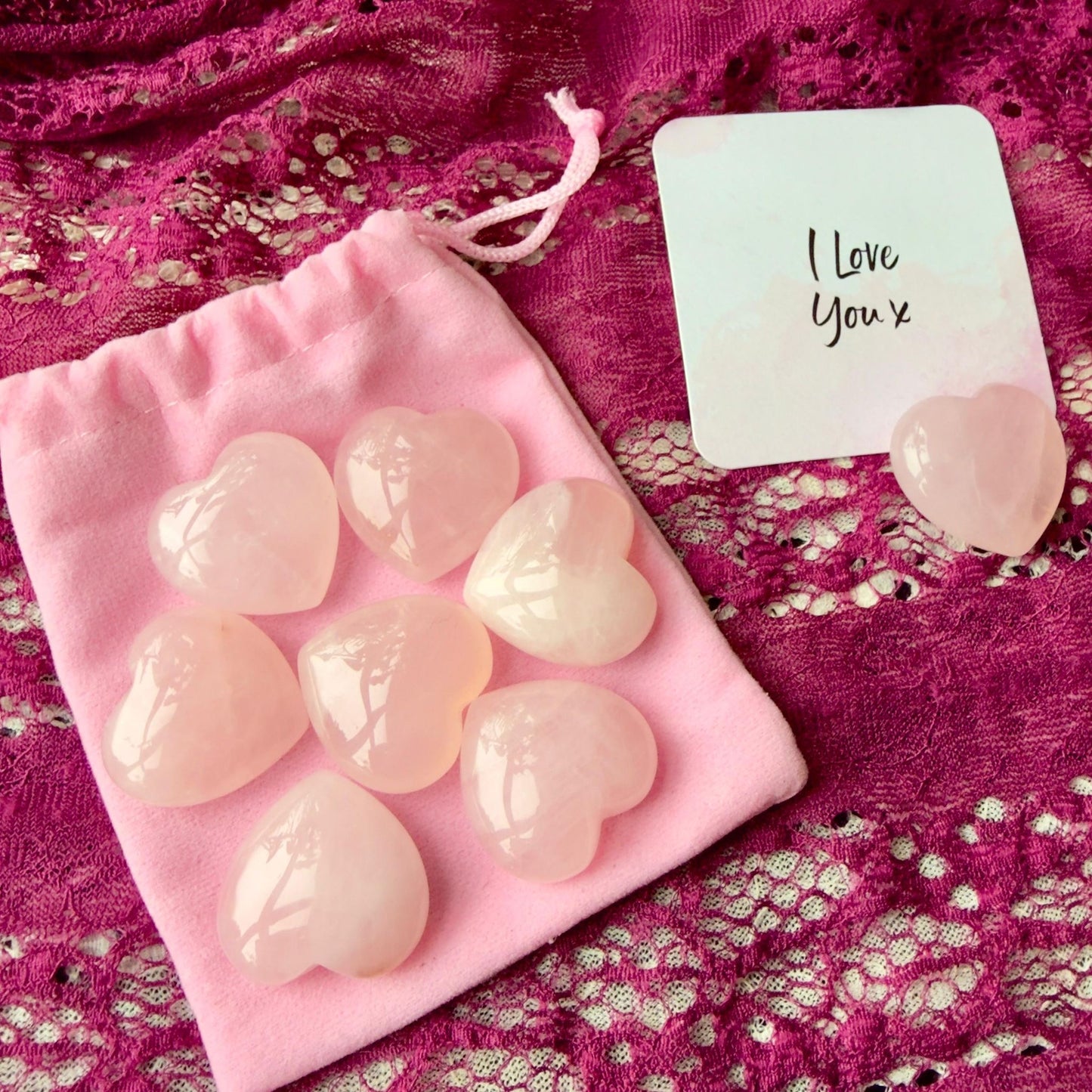 I Love You Rose Quartz Crystal Heart