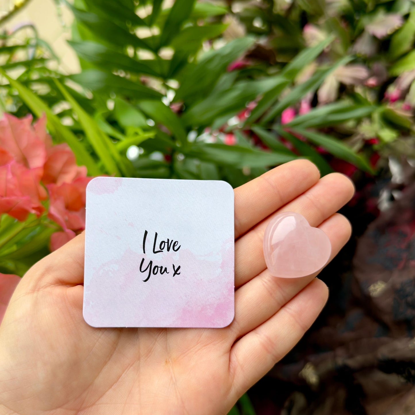 I Love You Rose Quartz Crystal Heart