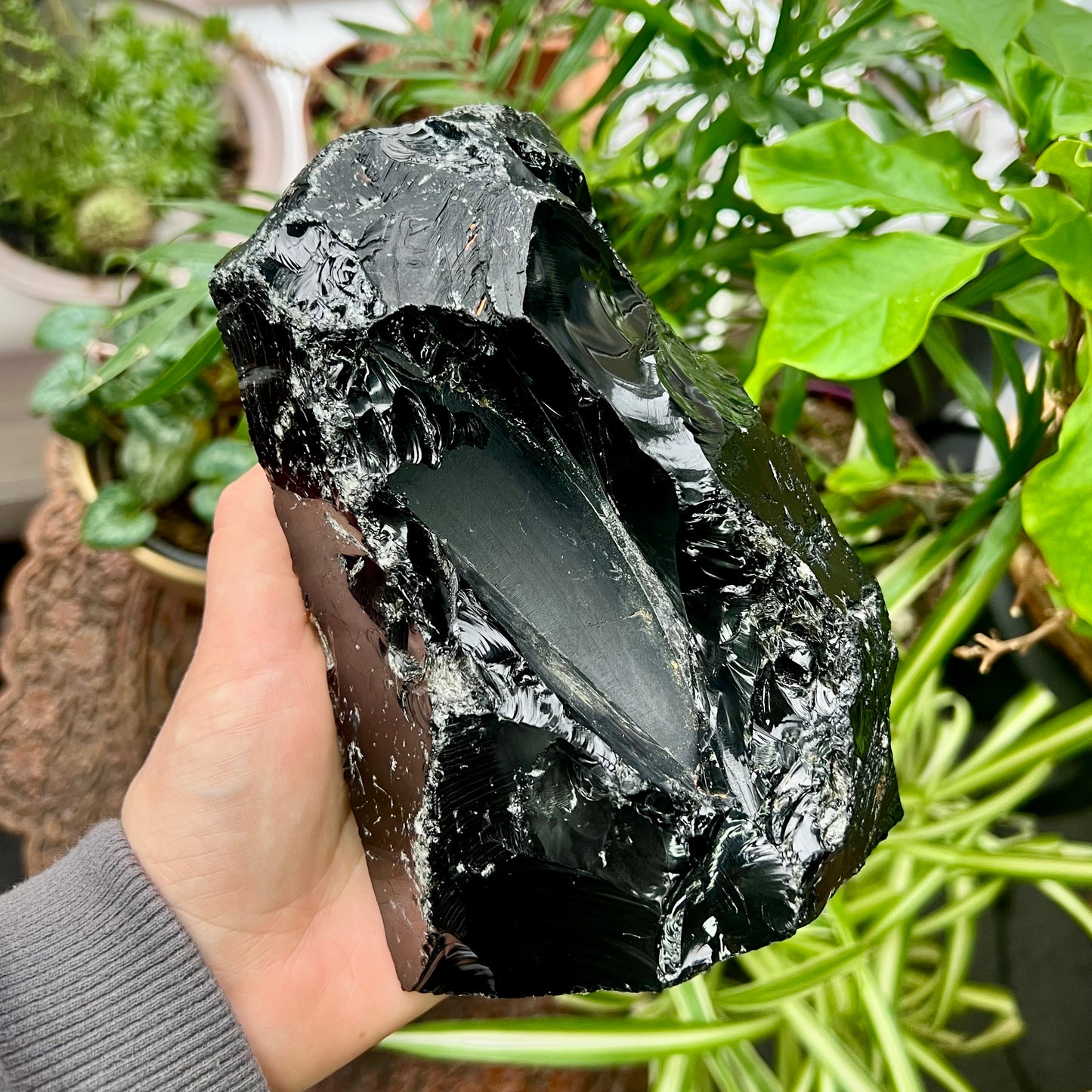 Obsidian Crystal Freeform Slab 1.3kg