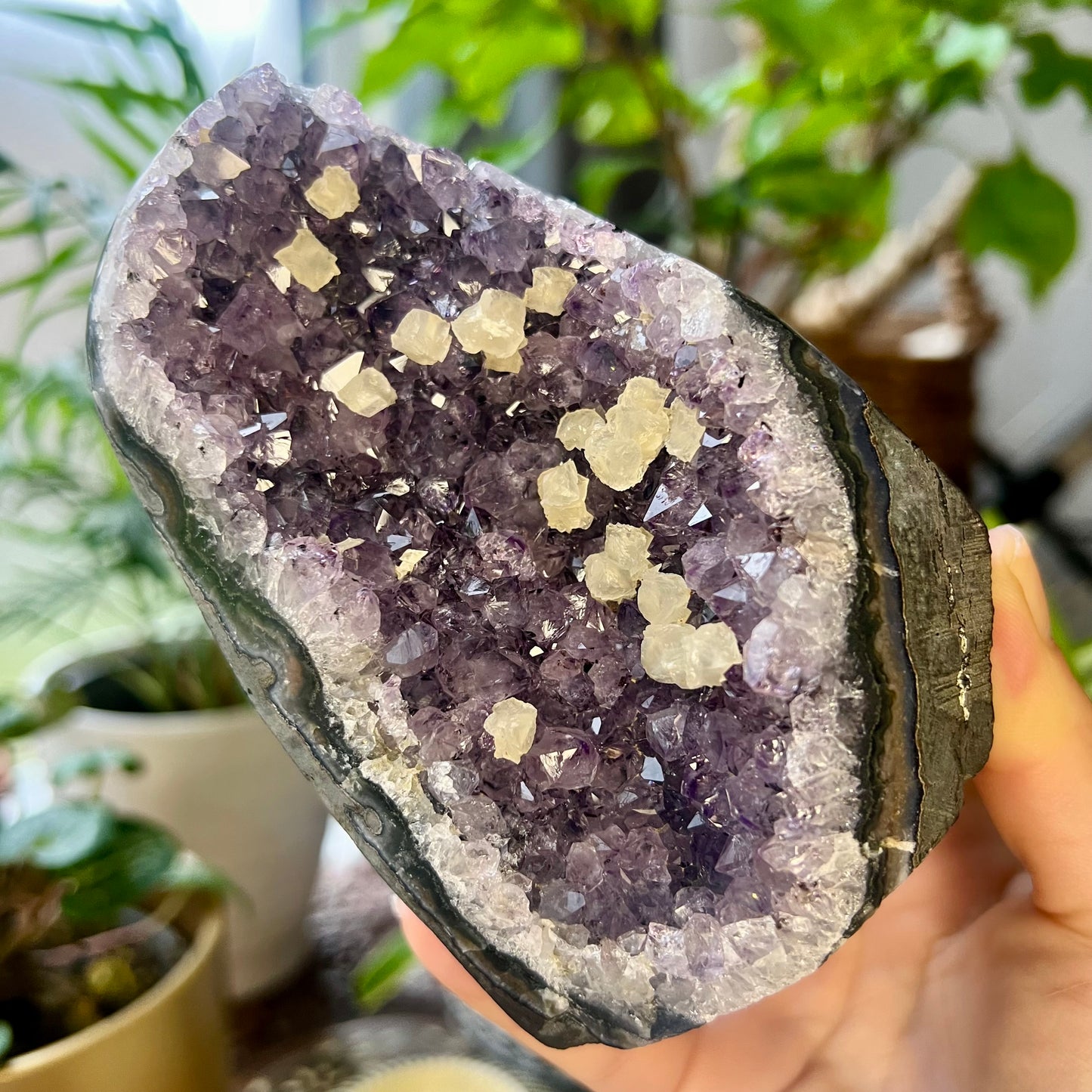 Uruguayan Amethyst Cluster with Calcite Cubes 660g