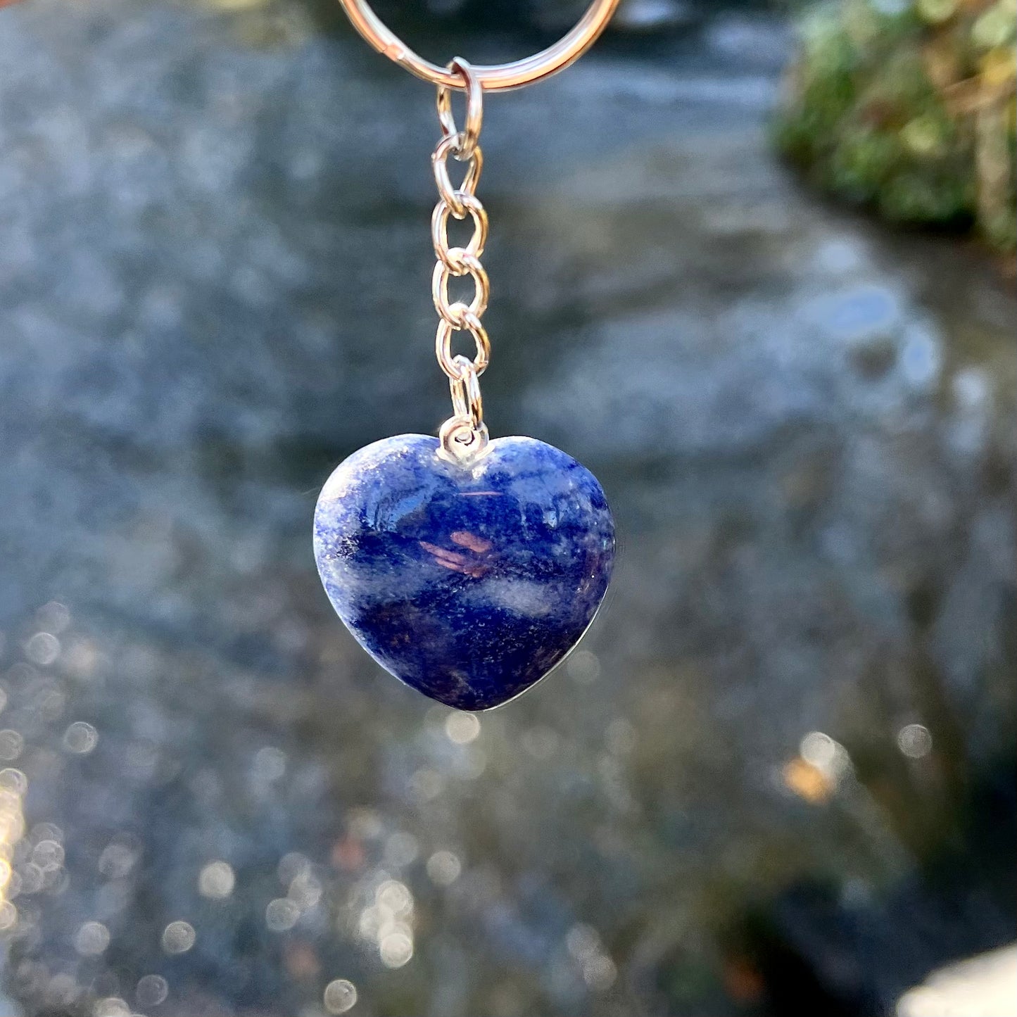 Natural Crystal Heart Keyring