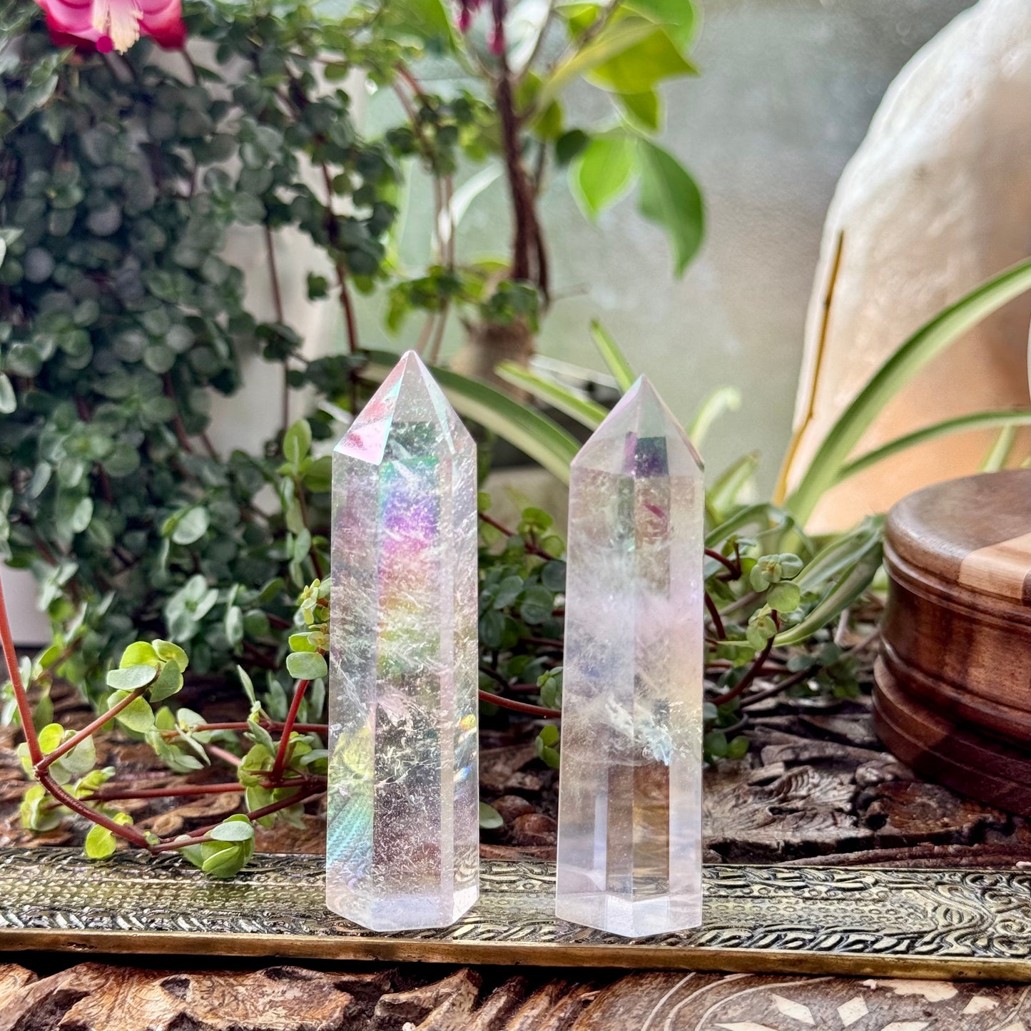 Clear Quartz Aura Crystal Point