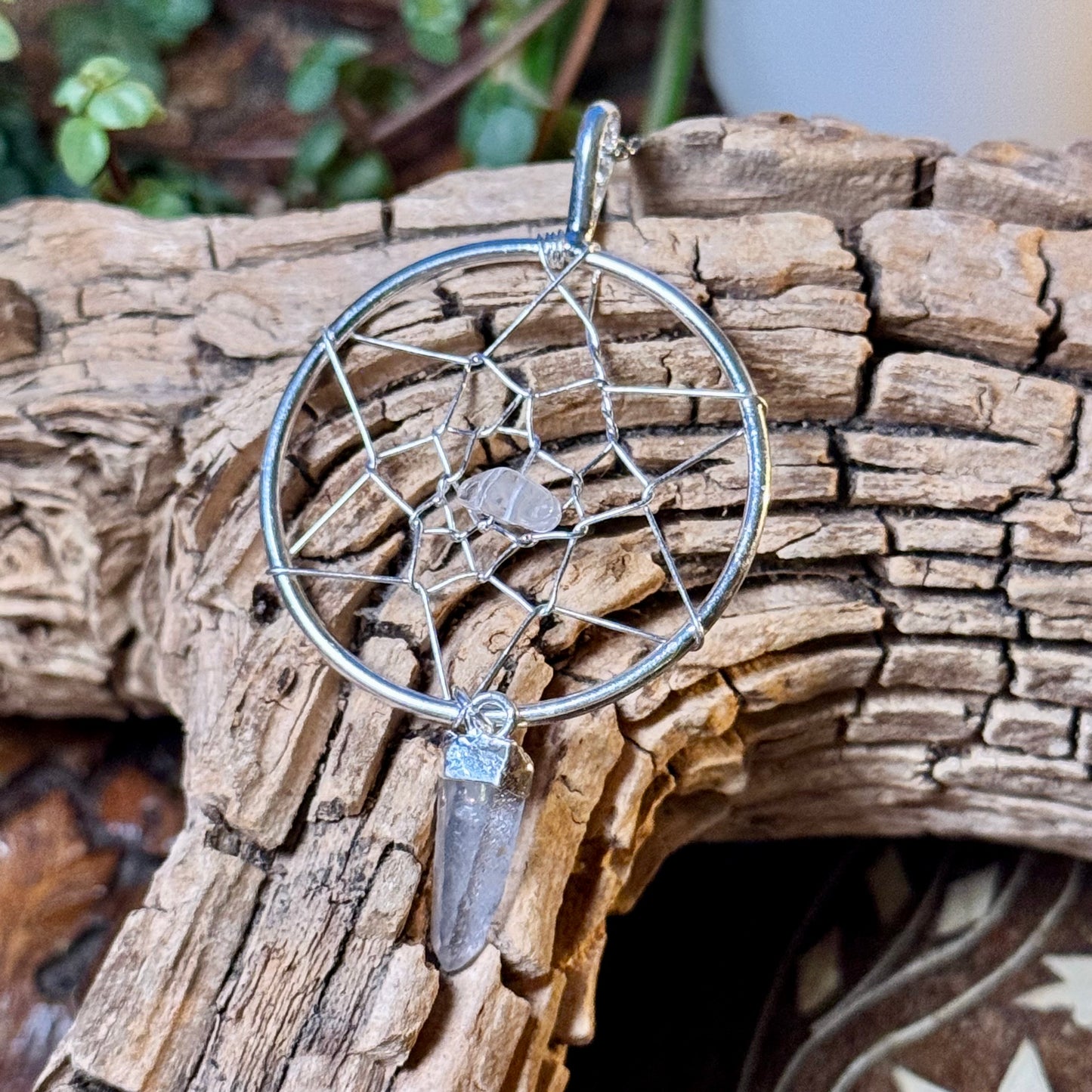 Dream Catcher Clear Quartz Necklace