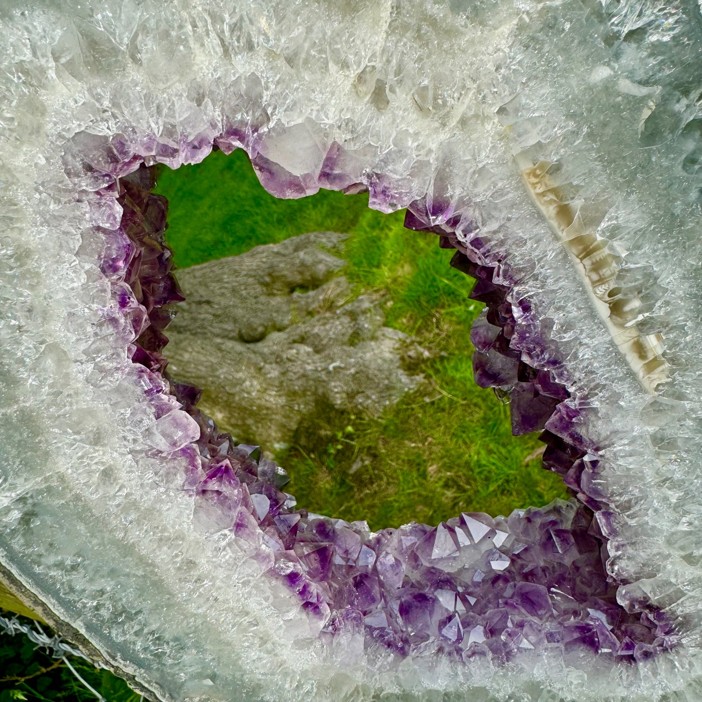 AAA+ Grade Large Polished Amethyst Slice on Steel Stand