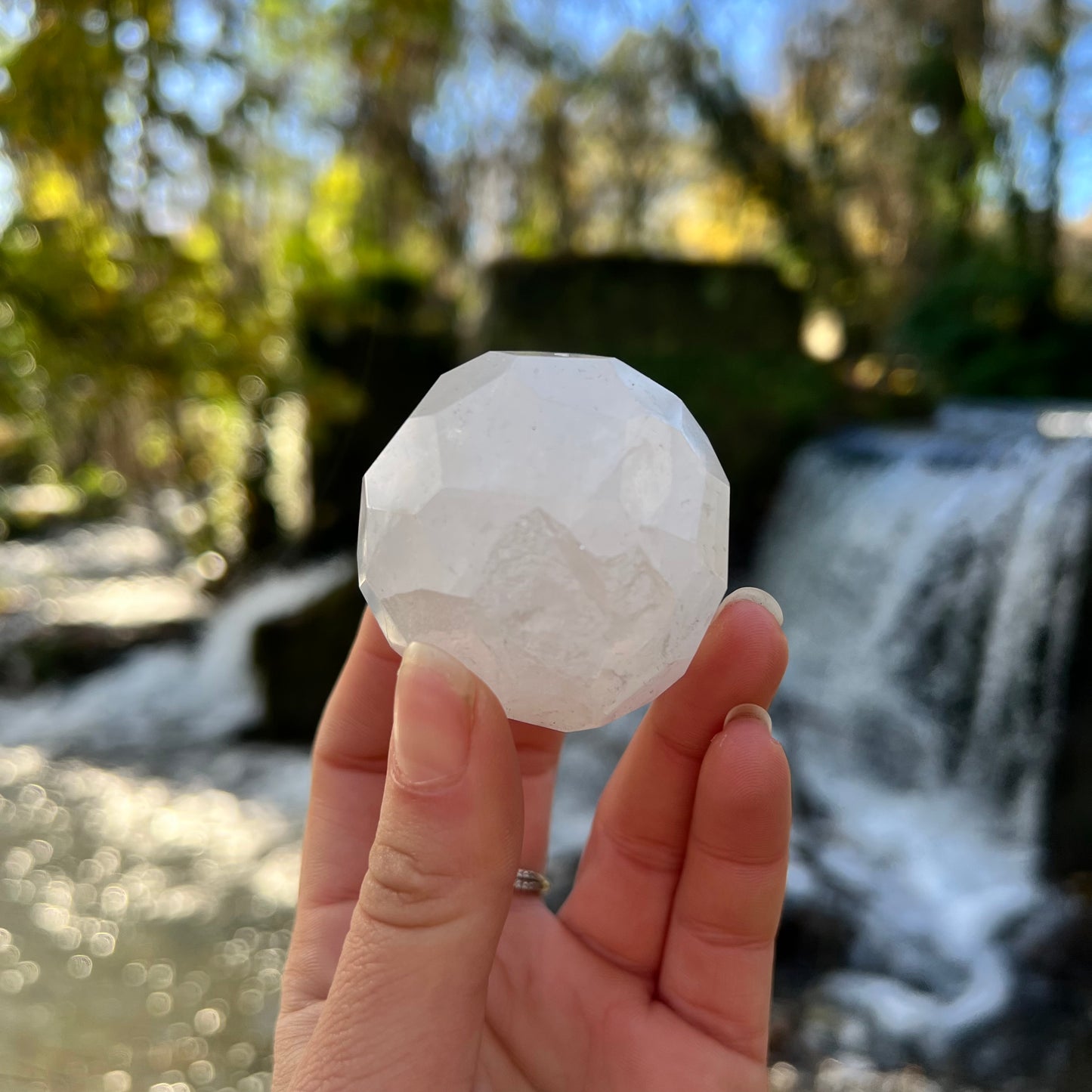 Faceted Clear Quartz Crystal Ball