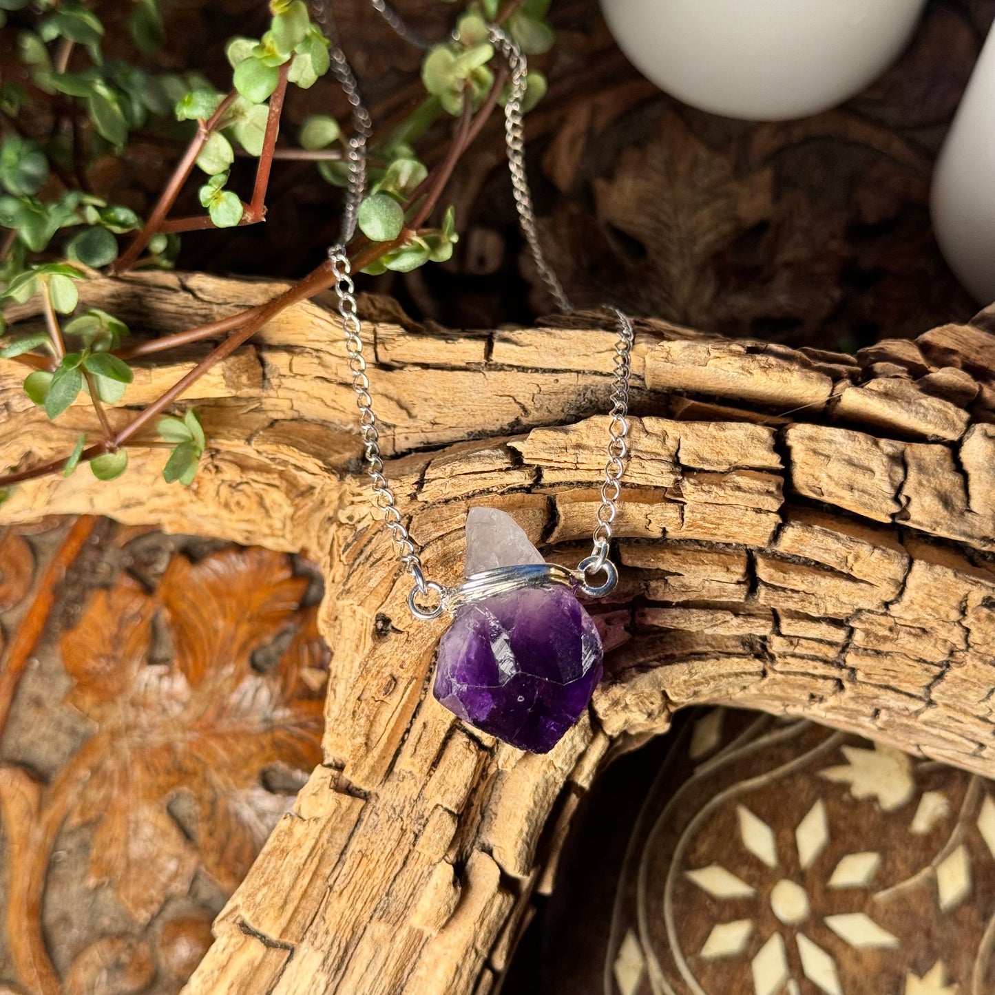 Amethyst Wire Wrapped Point Necklace