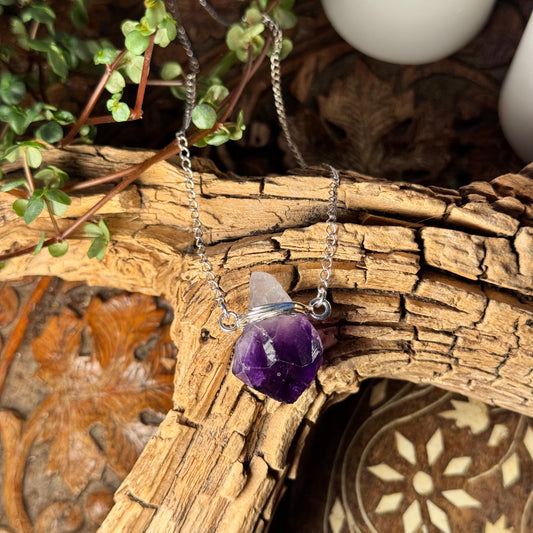 Amethyst Wire Wrapped Point Necklace