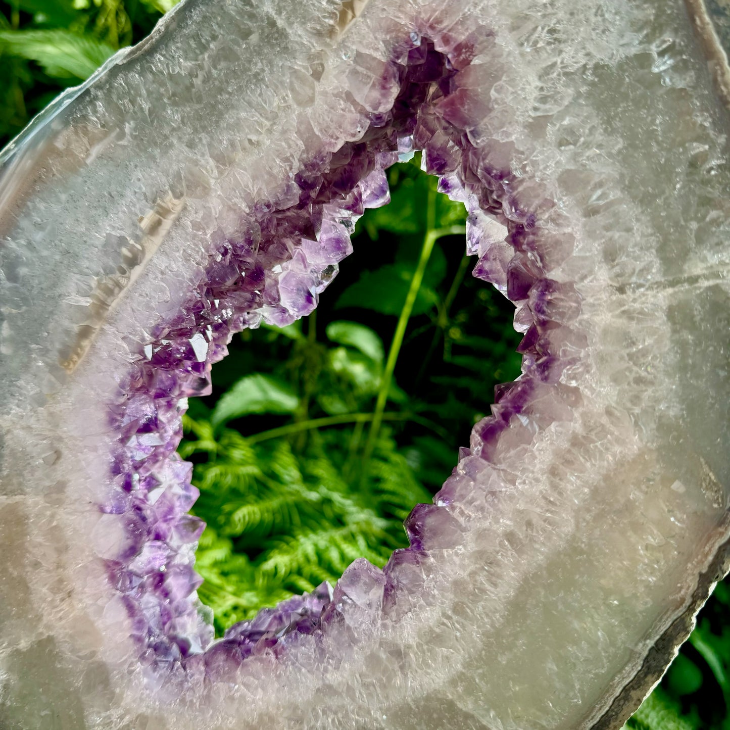 AAA+ Grade Large Polished Amethyst Slice on Steel Stand