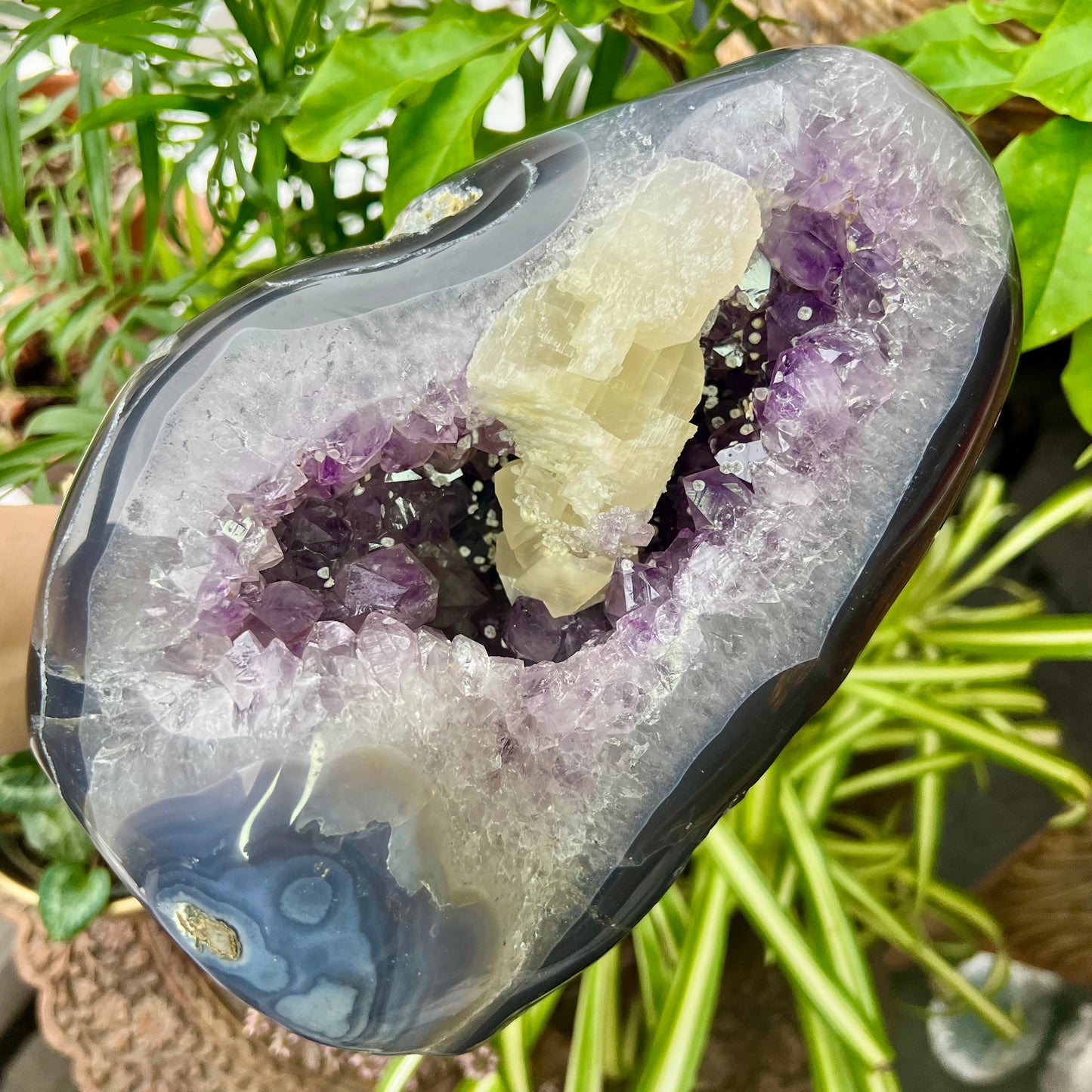 Rare Agate Amethyst Calcite Geode 3.7KG