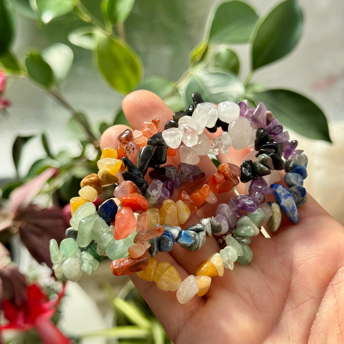 7 Chakra Crystal Chip Bracelet