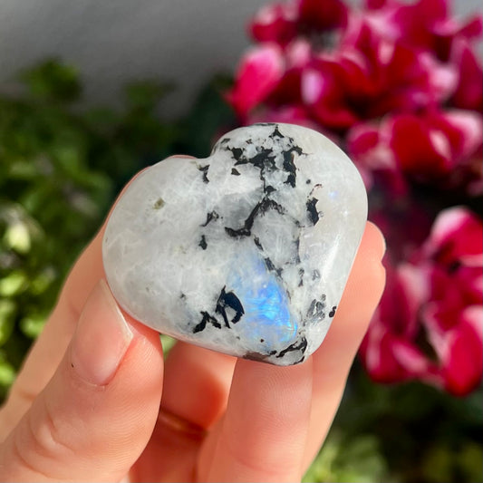 Moonstone Crystal Love Heart Palm Stones