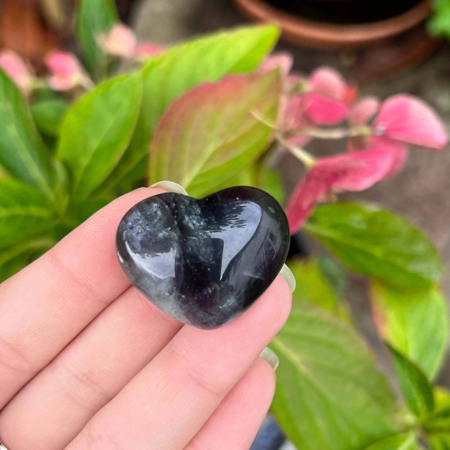 Rainbow Fluorite Crystal Love Hearts