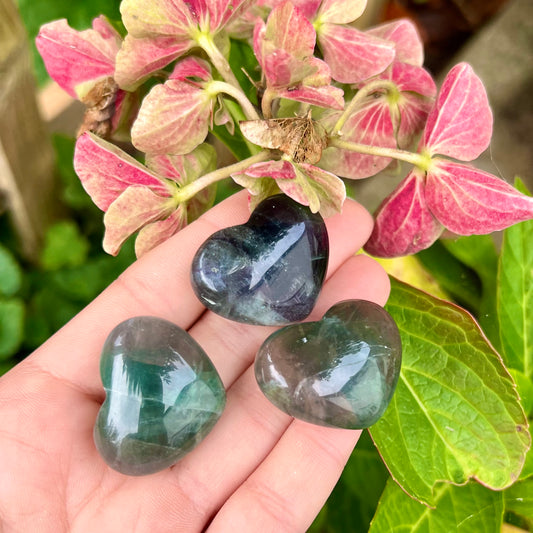 Rainbow Fluorite Crystal Love Hearts