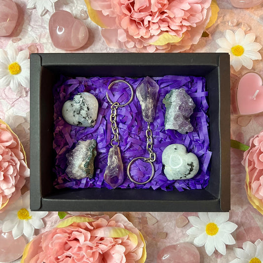Mothers Day Amethyst Moonstone Matching Crystal Box
