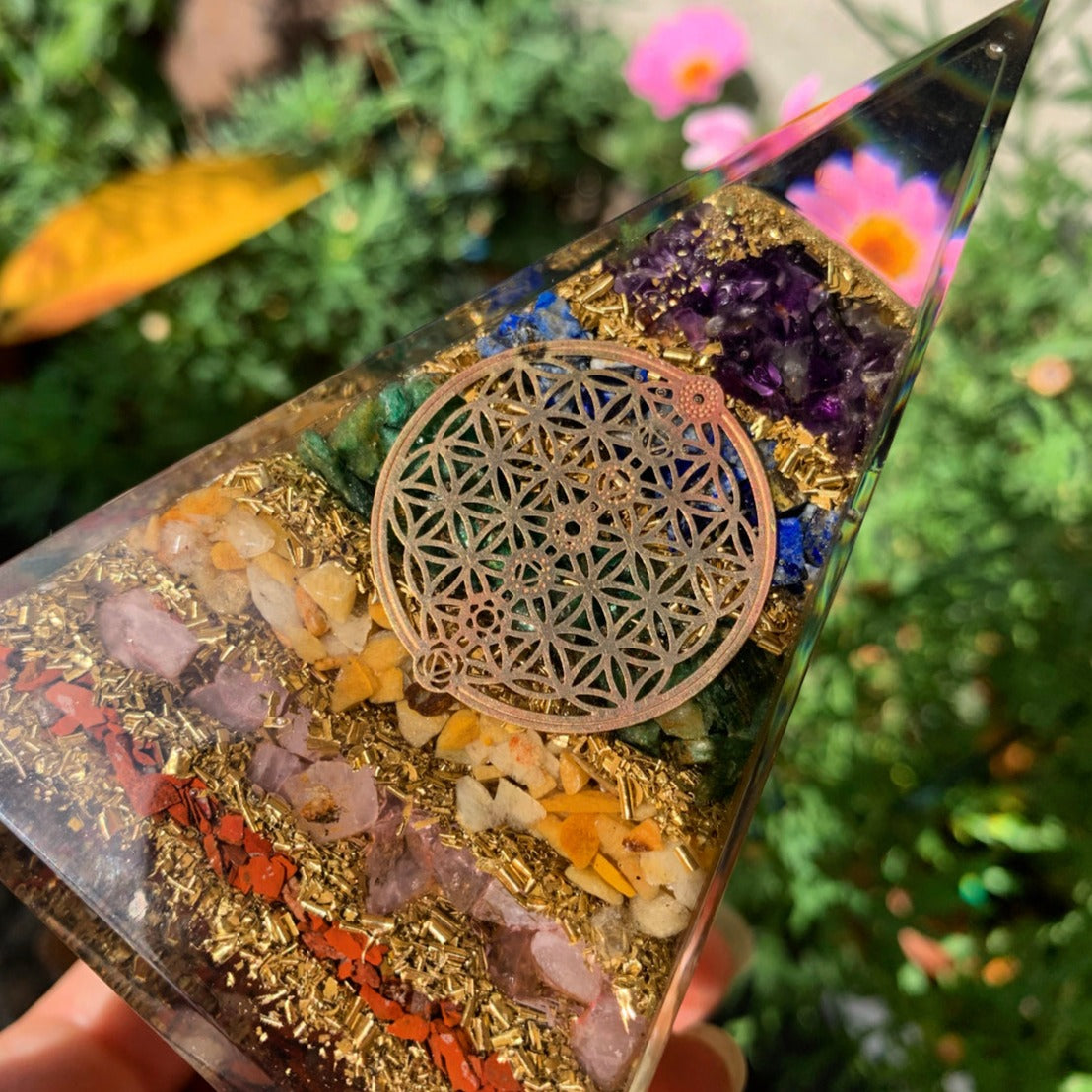 7 Chakra Orgonite Crystal Pyramid