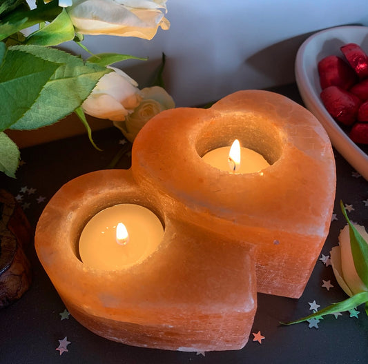 Himalayan Salt Double Heart Candle Holder 1kg