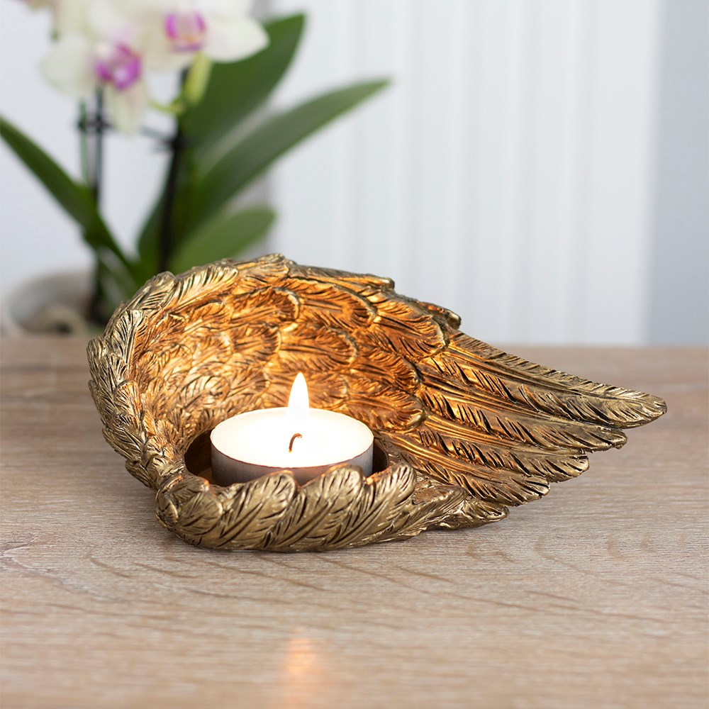 Gold Angel Wing Candle Holder